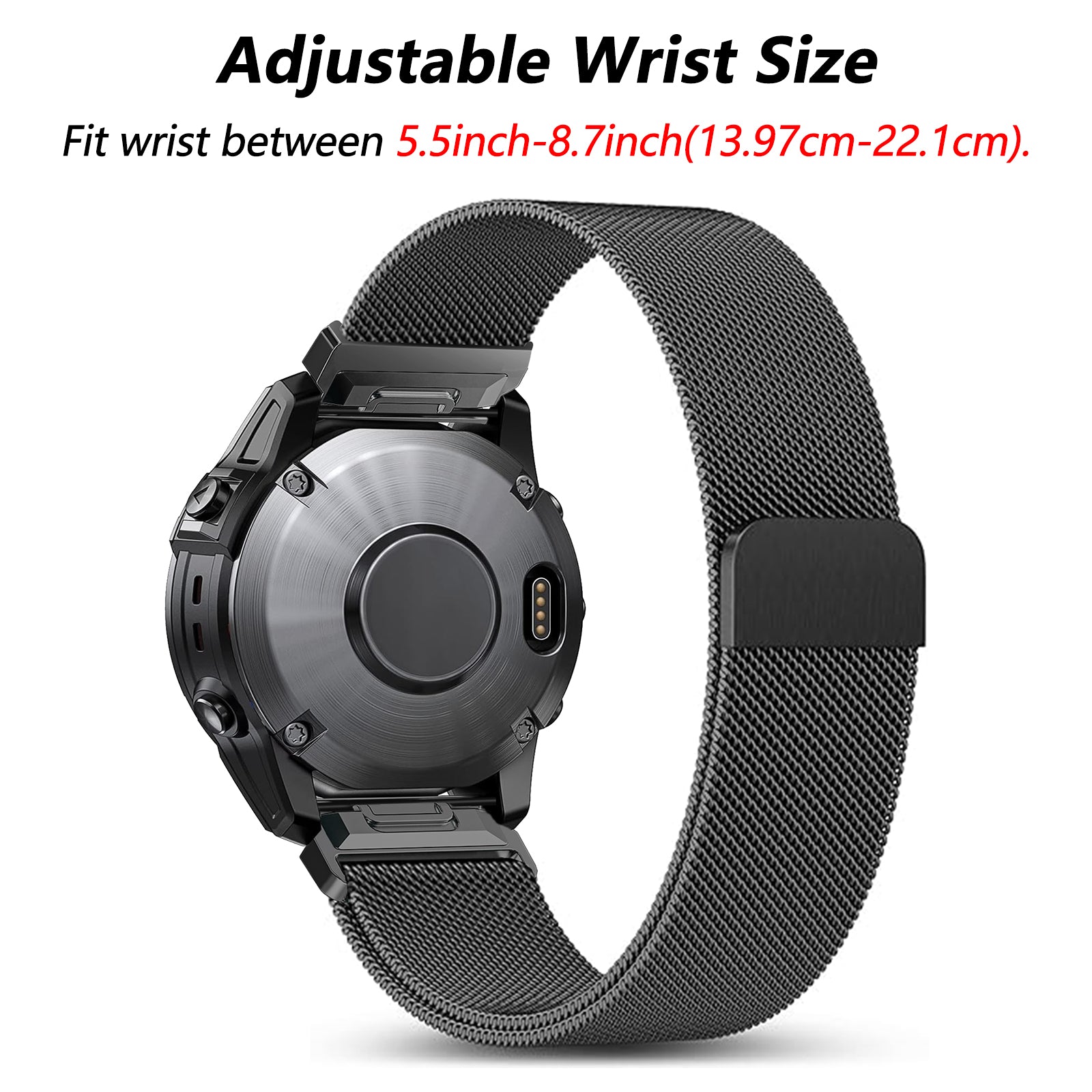 Amazfit T-Rex Ultra 2 Premium Milanese Strap (Black)