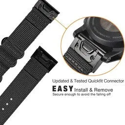 Bracelet nylon á boucle Garmin Instinct 3 - 50mm (noir)