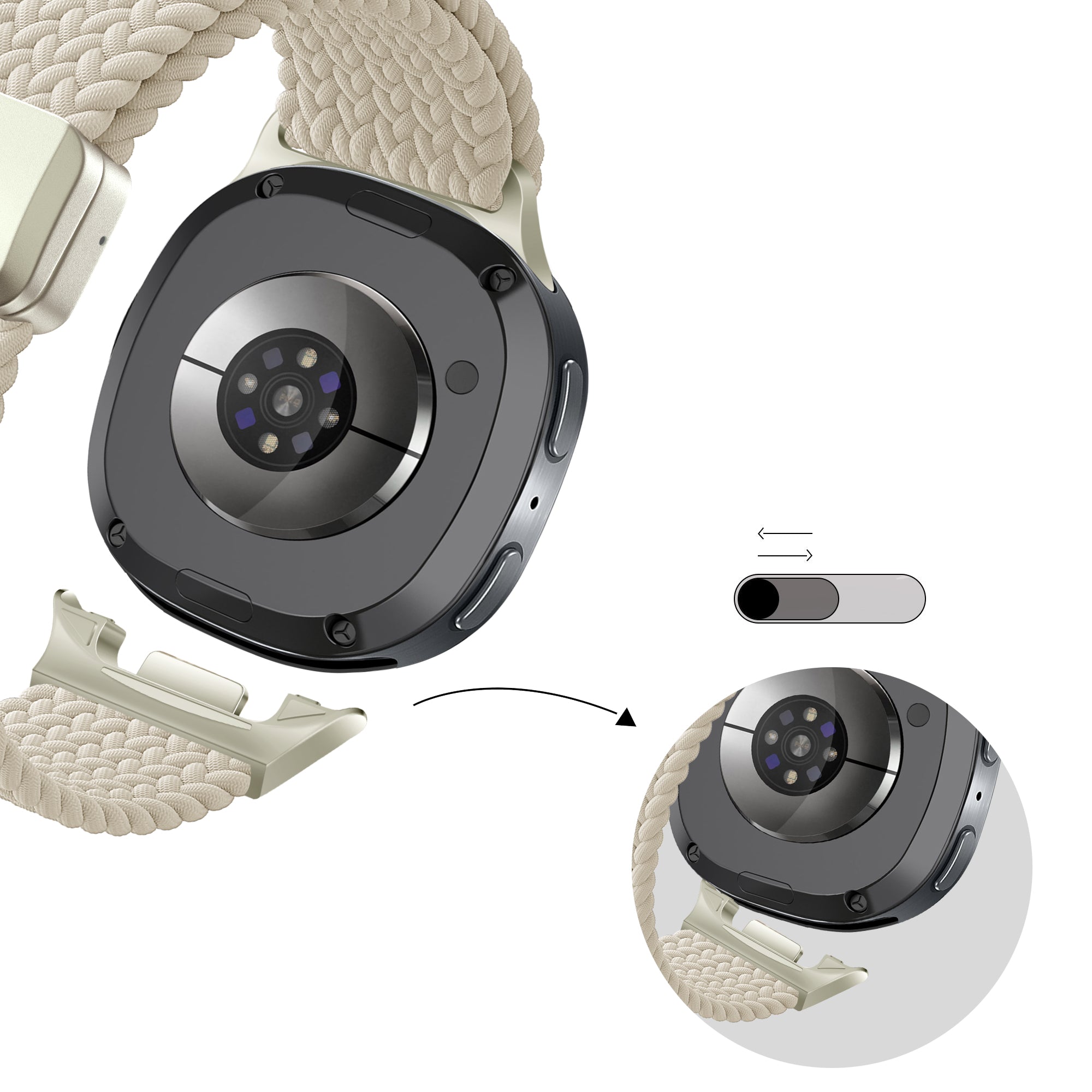 Bandz Samsung Galaxy Watch 9 - 44mm Magnetisch Geflochtenes Armband (Polarstern)