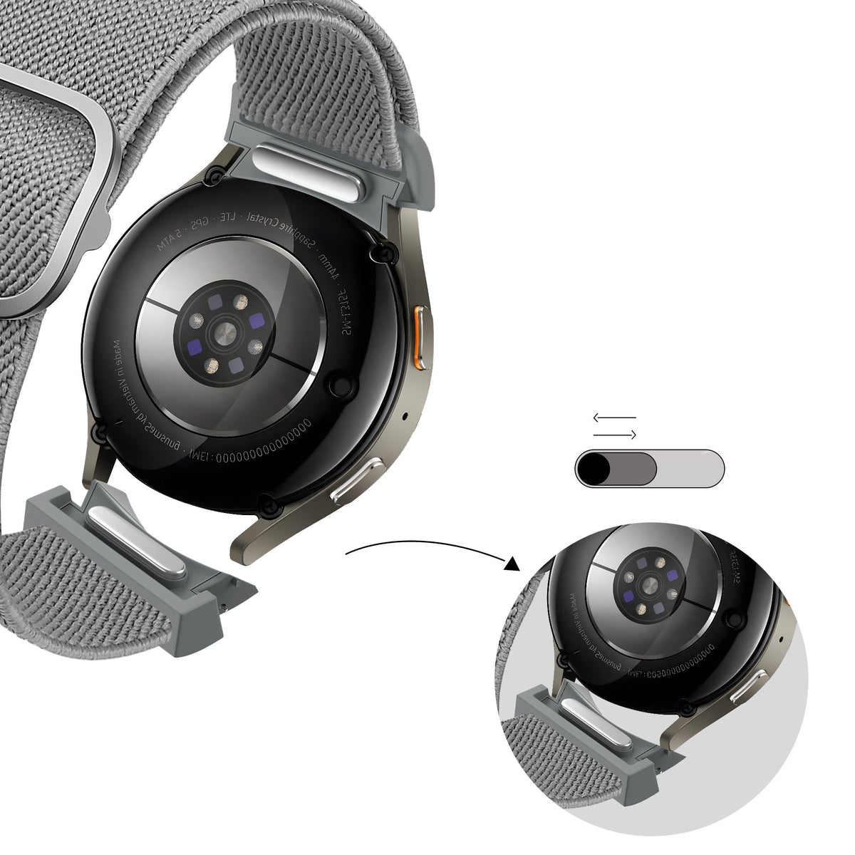 Bandz Samsung Galaxy Watch 5 - 44mm elastische band 'Easy fit' (grijs)