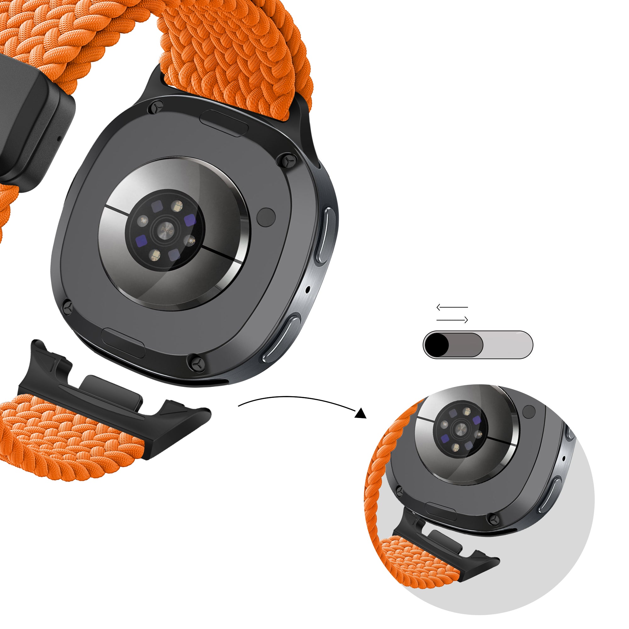 Bandz Samsung Galaxy Watch 9 - 44mm Magnetisch Geflochtenes Armband (Orange)
