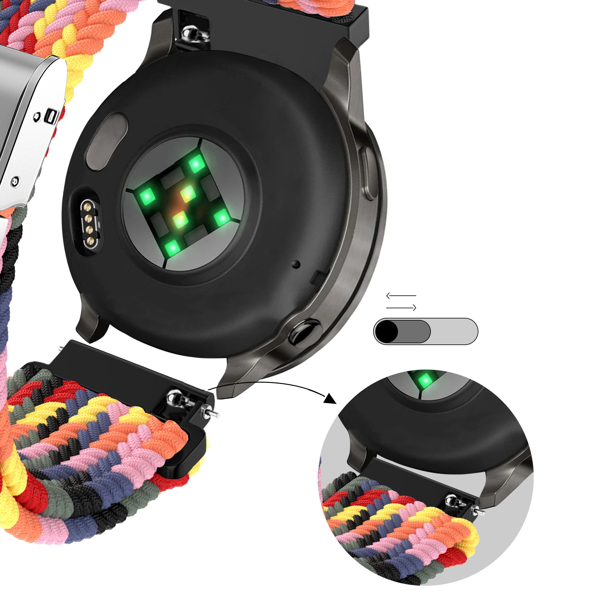 Bandz Bracelet nylon tissé Garmin Forerunner 70 (multicolore)