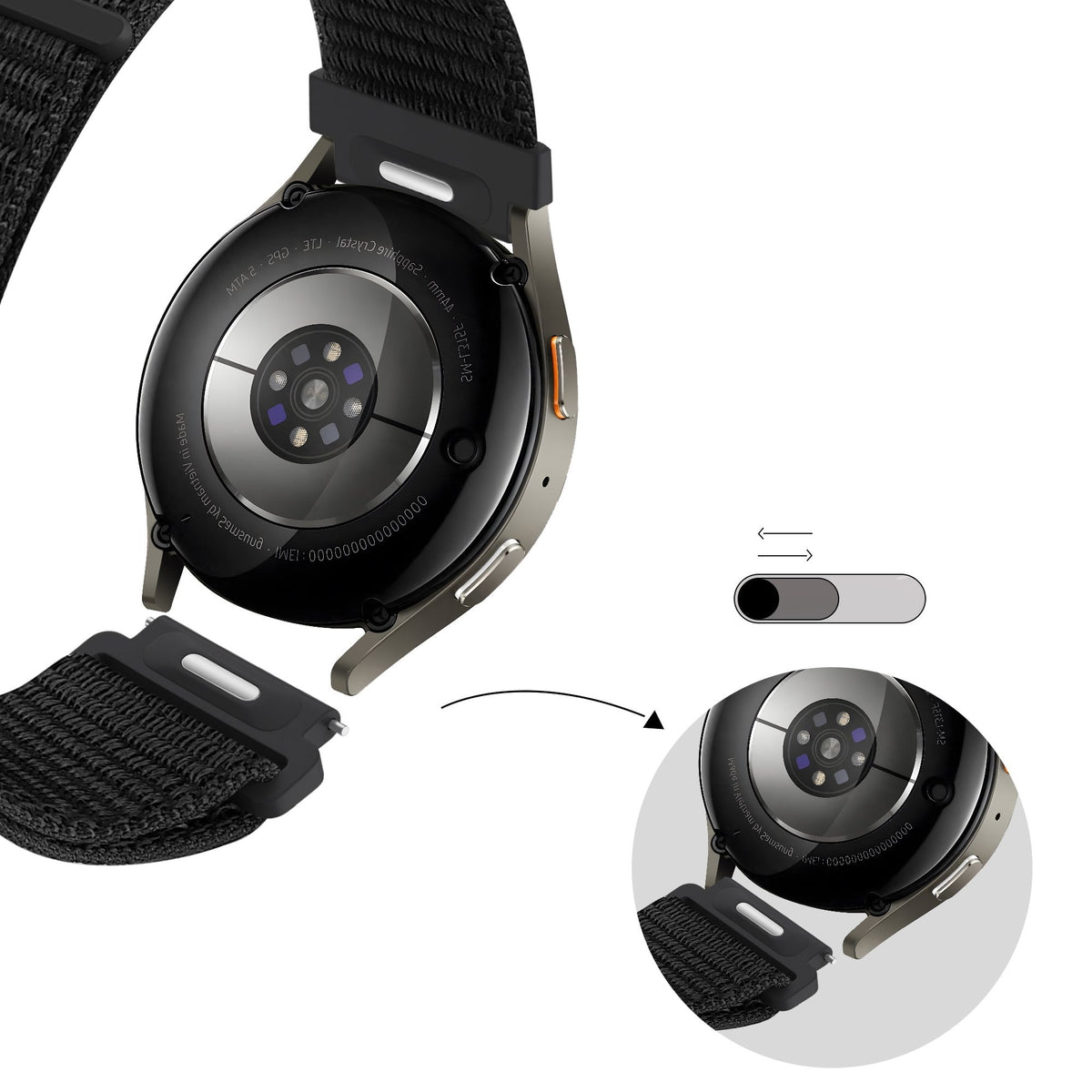 Bandz Withings ScanWatch Light nylon band 'Easy fit' (zwart)