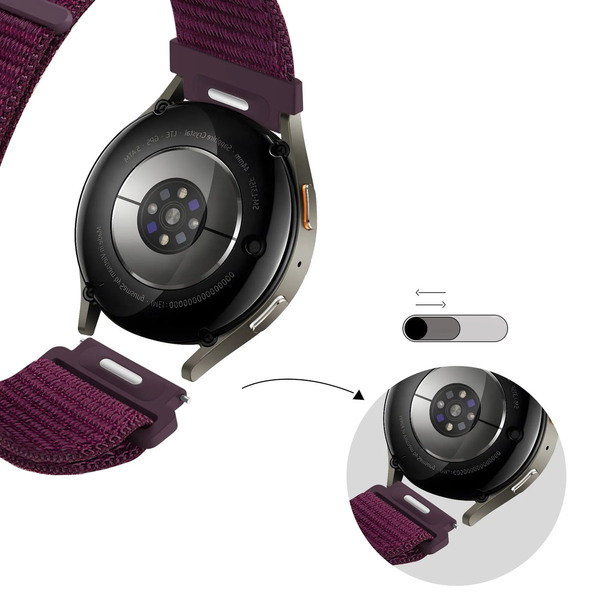 Bandz Correa nylon 'Easy Fit' Huawei Watch GT 5 Pro - 42mm (ciruela)