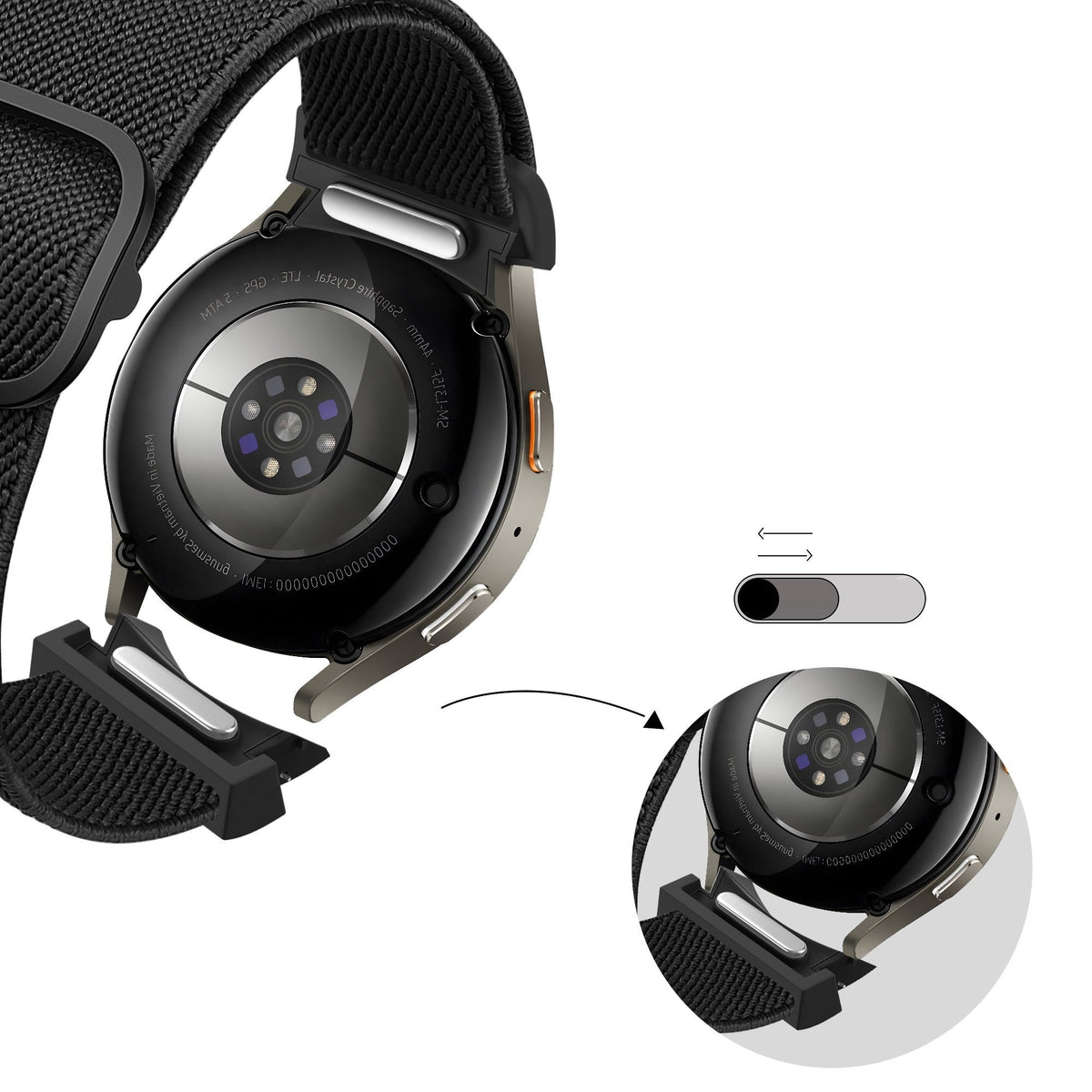 Bandz Samsung Galaxy Watch 4 Classic 46mm elastische band 'Easy fit' (zwart)