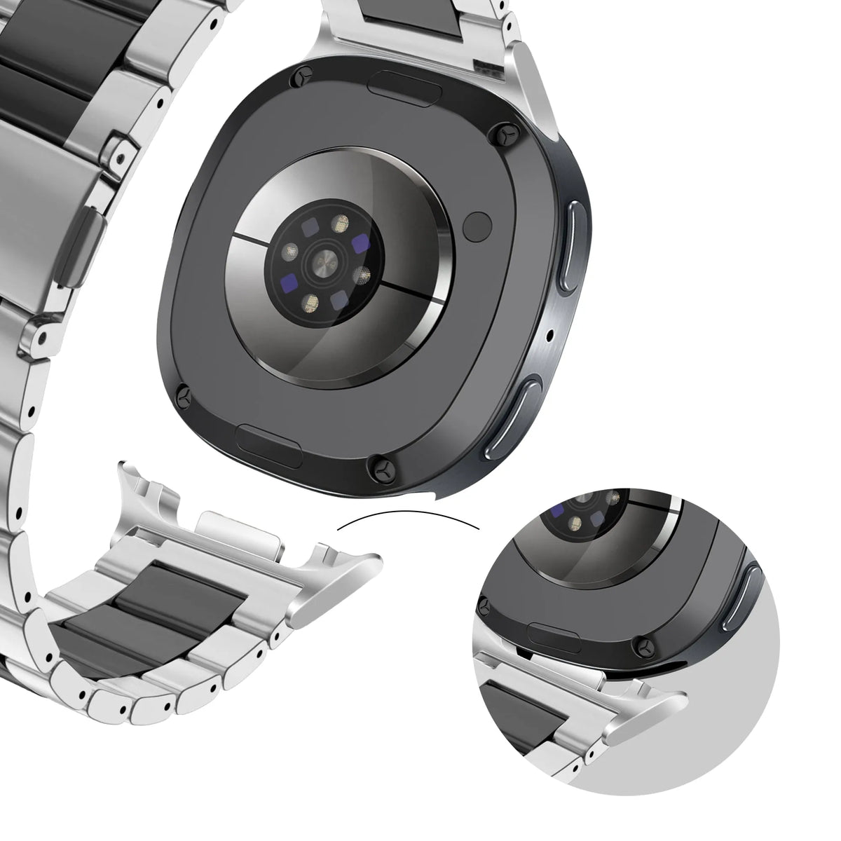 Bandz Samsung Galaxy Watch 8 - 44mm Steel Strap 'Classic' (Silver/Black)