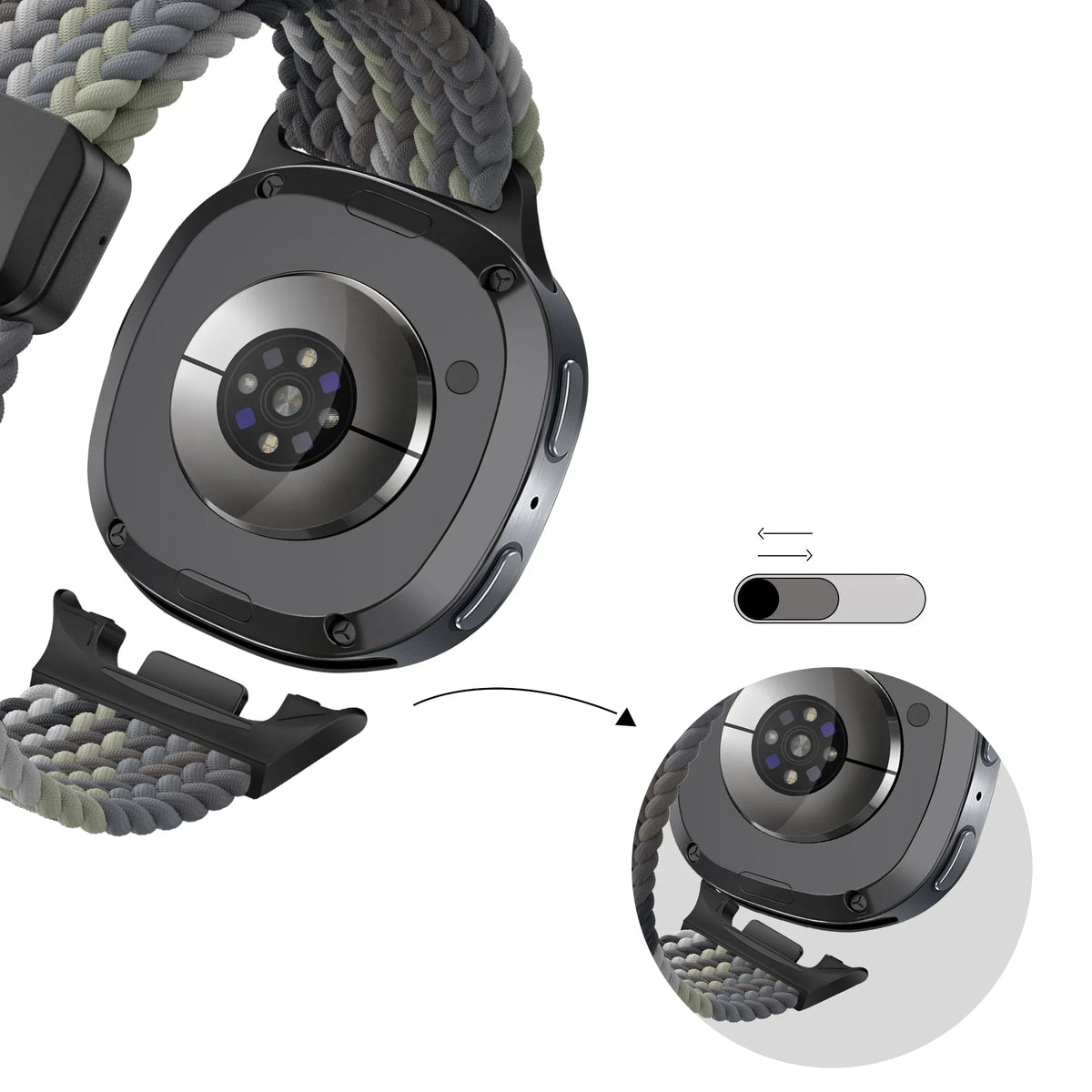 Bandz Correa trenzada magnética Samsung Galaxy Watch 8 - 40mm (mandala negro)