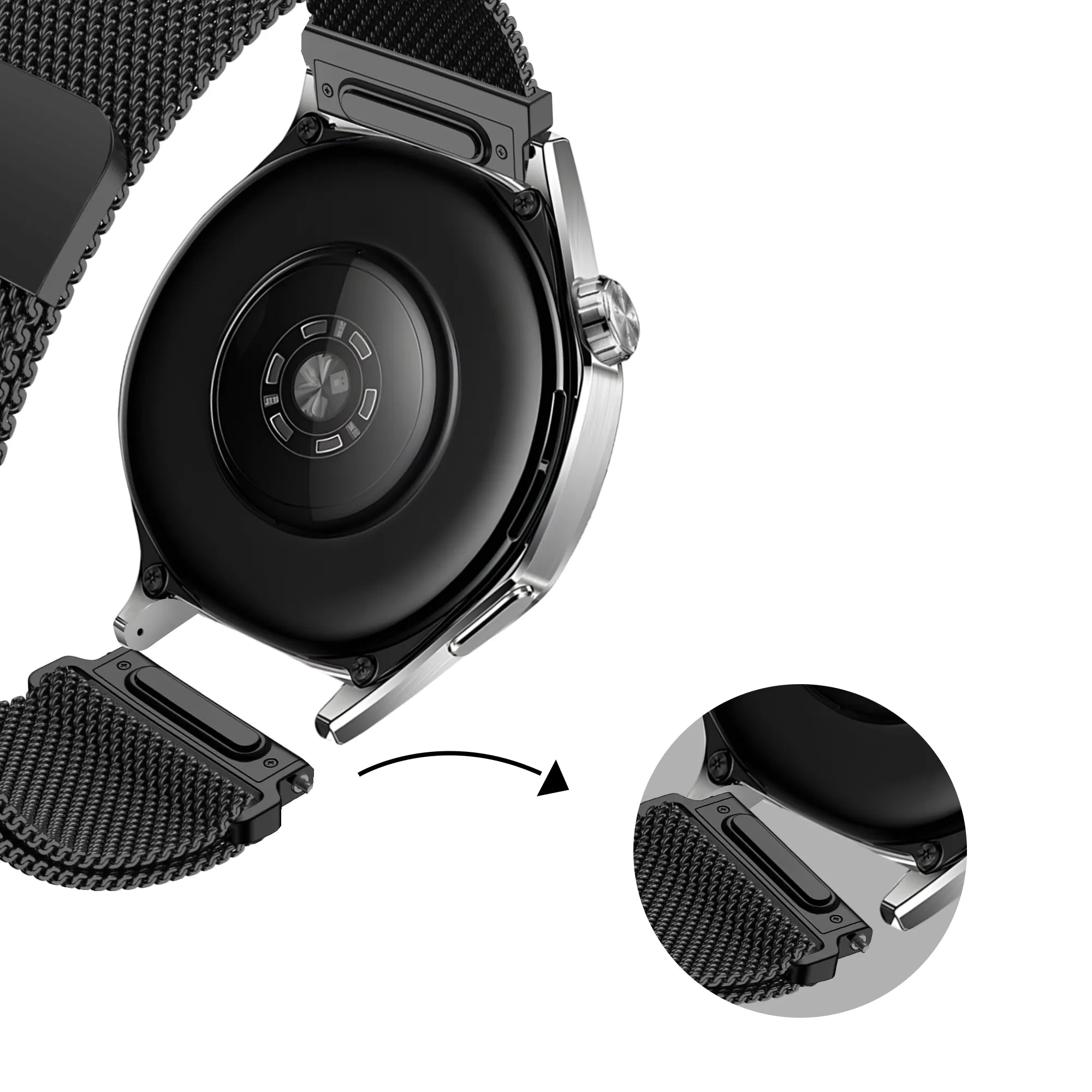 Bandz Polar Grit X 'One Push' Milanese Armband (Schwarz)