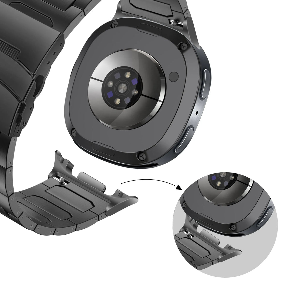 Bandz Samsung Galaxy Watch 8 Classic Titanium Strap 'Deluxe' (Black)