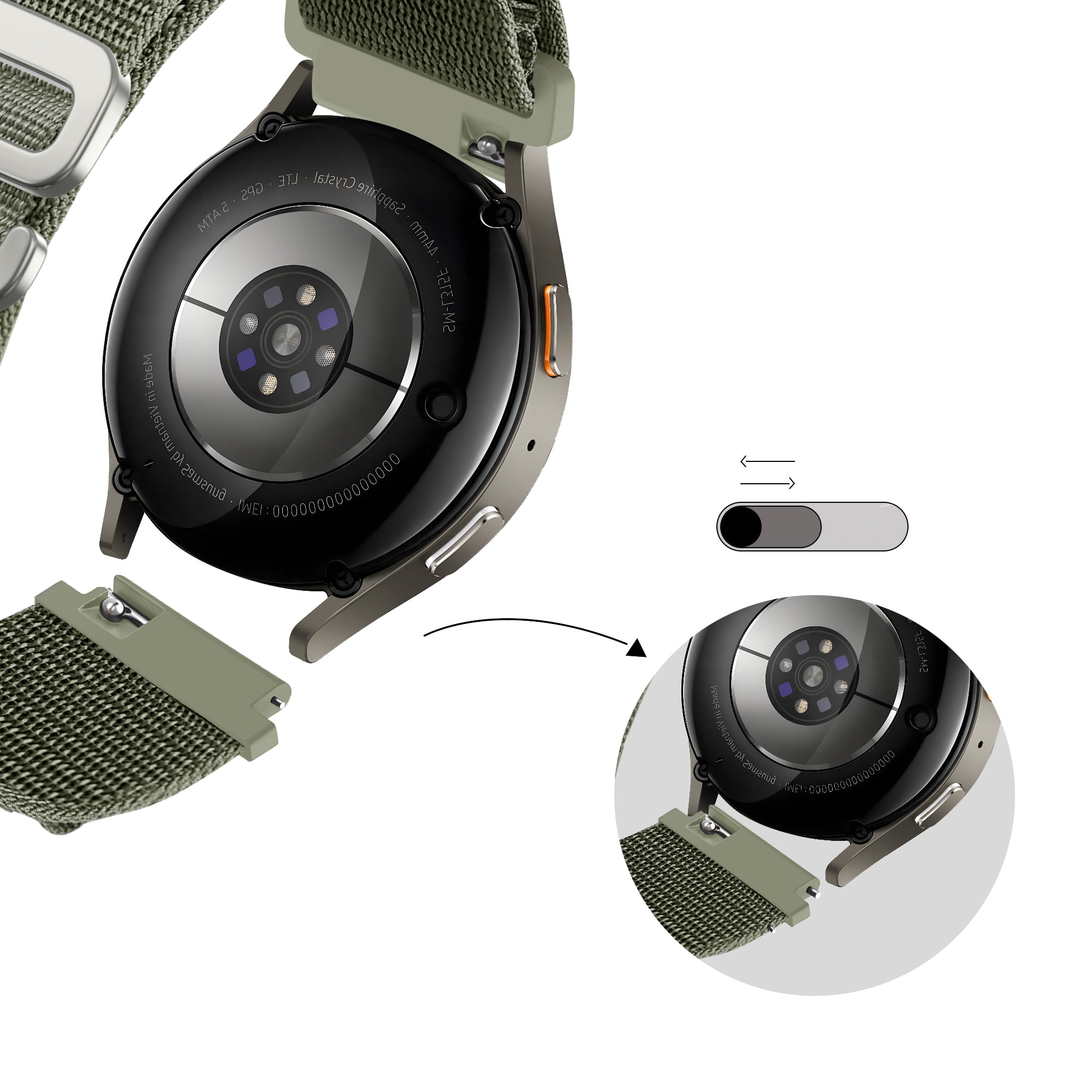 Bandz Bracelet nylon Alpine Huawei Watch 3 Pro (vert olive)