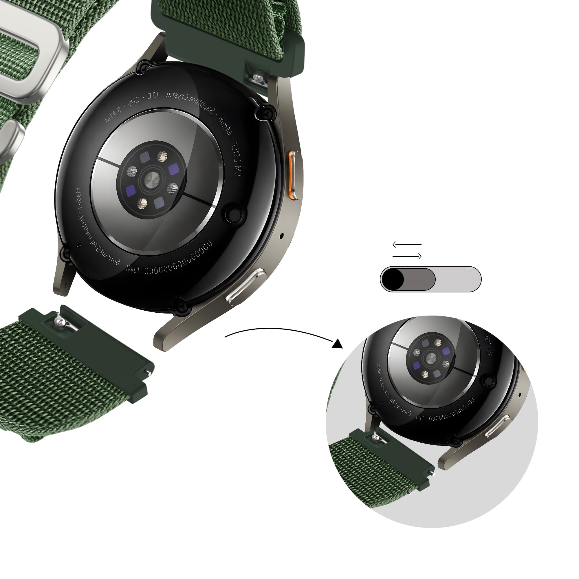 Bandz Bracelet nylon Alpine Samsung Galaxy Watch 6 - 40mm (vert militaire)