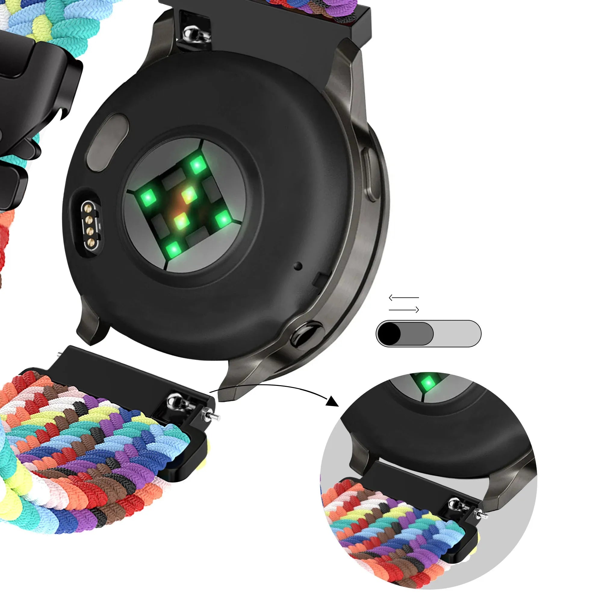 Bandz Correa trenzada ‘Parachute’ Garmin Forerunner 265s (arcoíris)