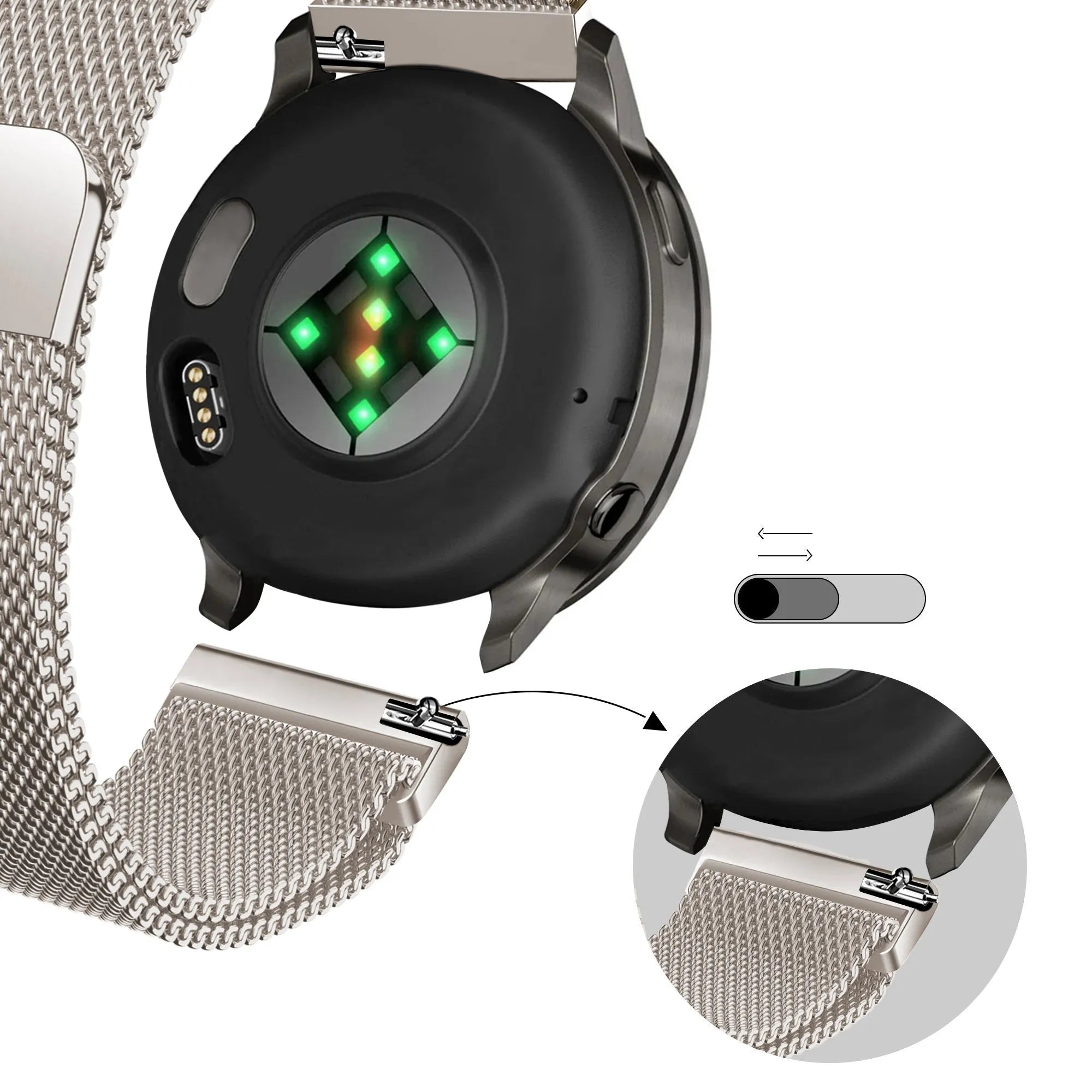 Bandz Garmin Forerunner 265s Milanese loop band (sterrenlicht)