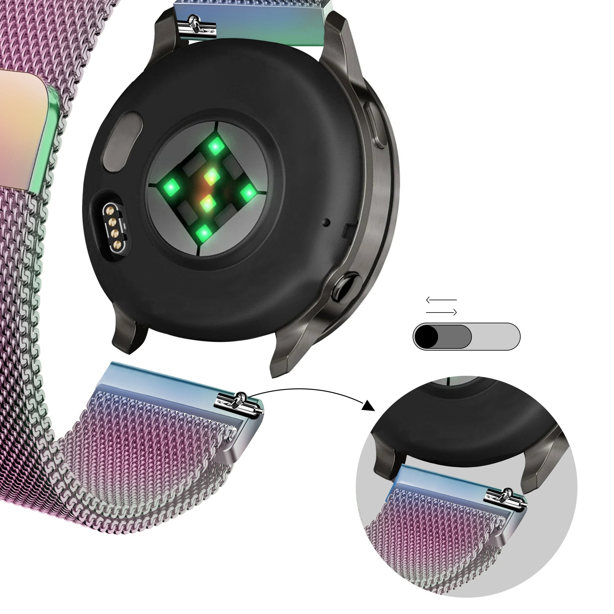 Bandz Bracelet milanais 'Loop' Garmin Forerunner 170 (nacré)