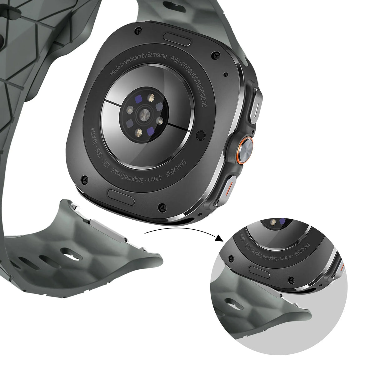 Samsung Galaxy Watch Ultra 2 Silikonarmband Hexagons (Dunkelgrau)