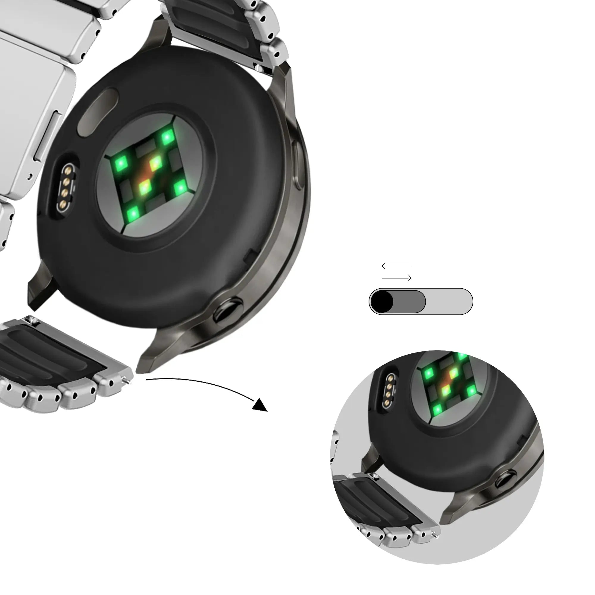Bandz Amazfit Balance 2 Titanarmband 'Hybrid' (Titan/Schwarz)