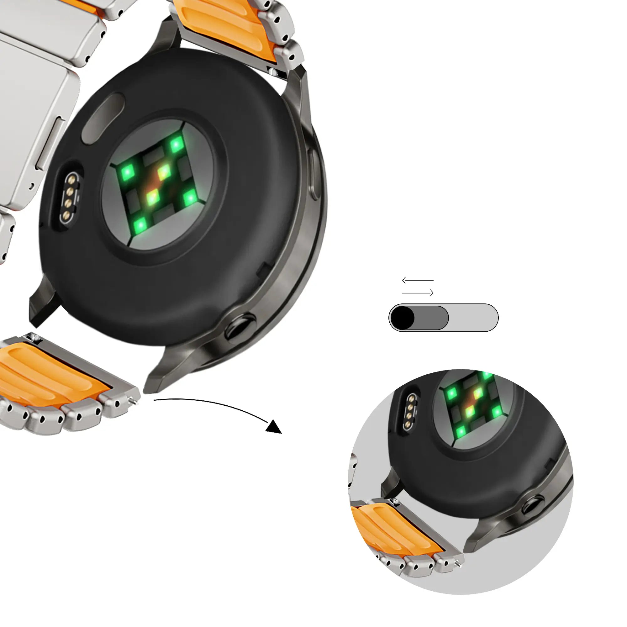 Bandz Huawei Watch GT 5 Pro - 46mm Titanarmband 'Hybrid' (Titan/Orange)
