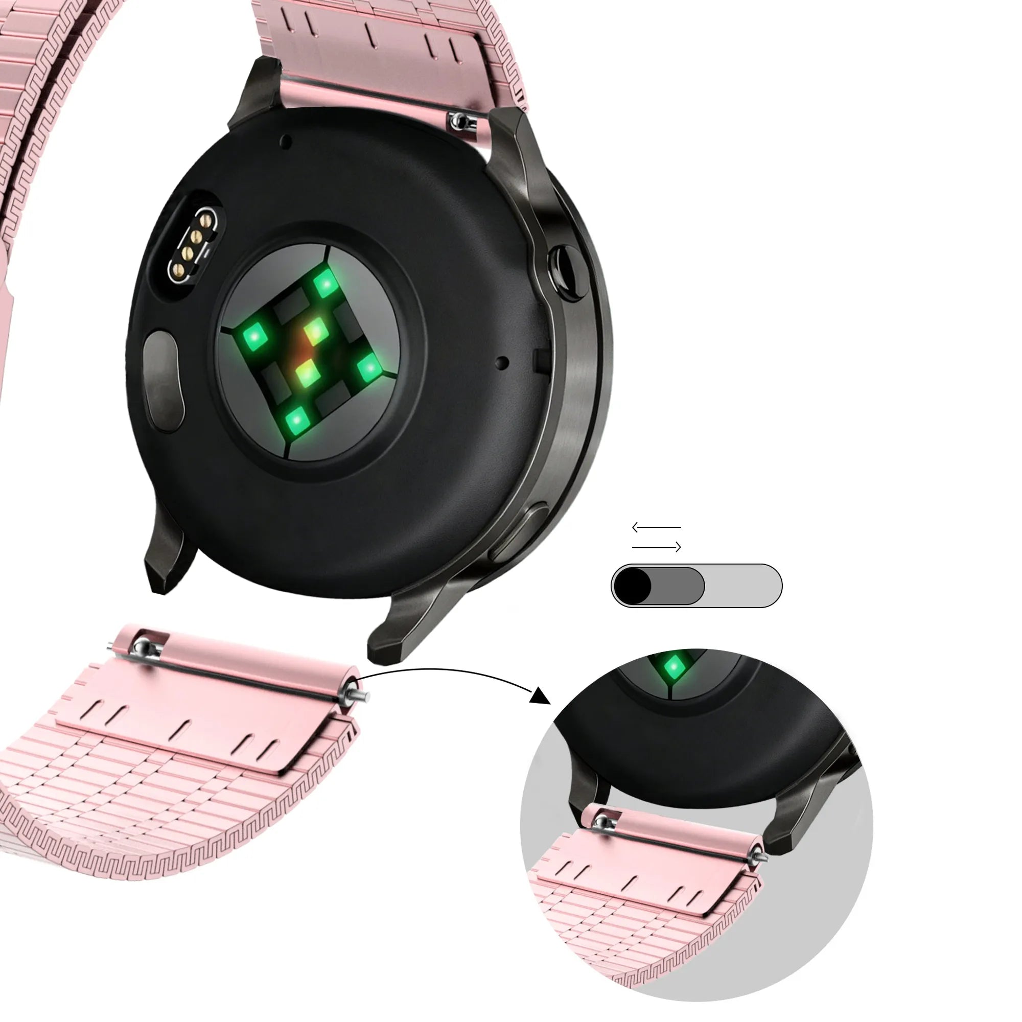 Bandz Garmin Forerunner 170 Adjustable Steel Strap (Pink)