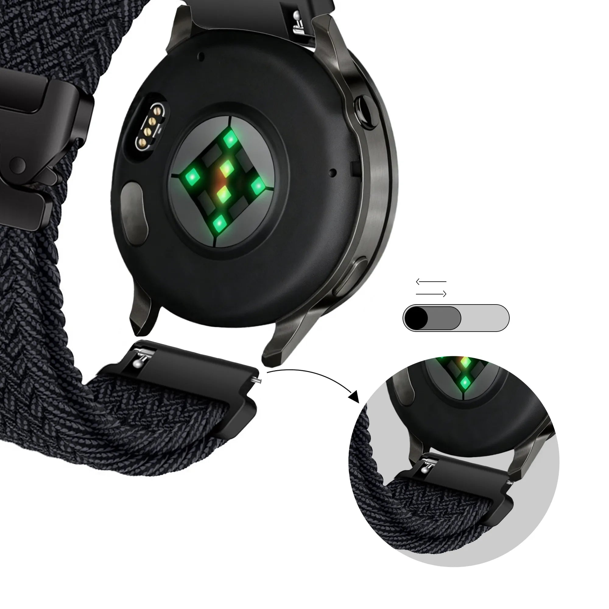 Bandz Garmin Forerunner 255 Geflochtenes Armband 'Parachute' (Graphit)