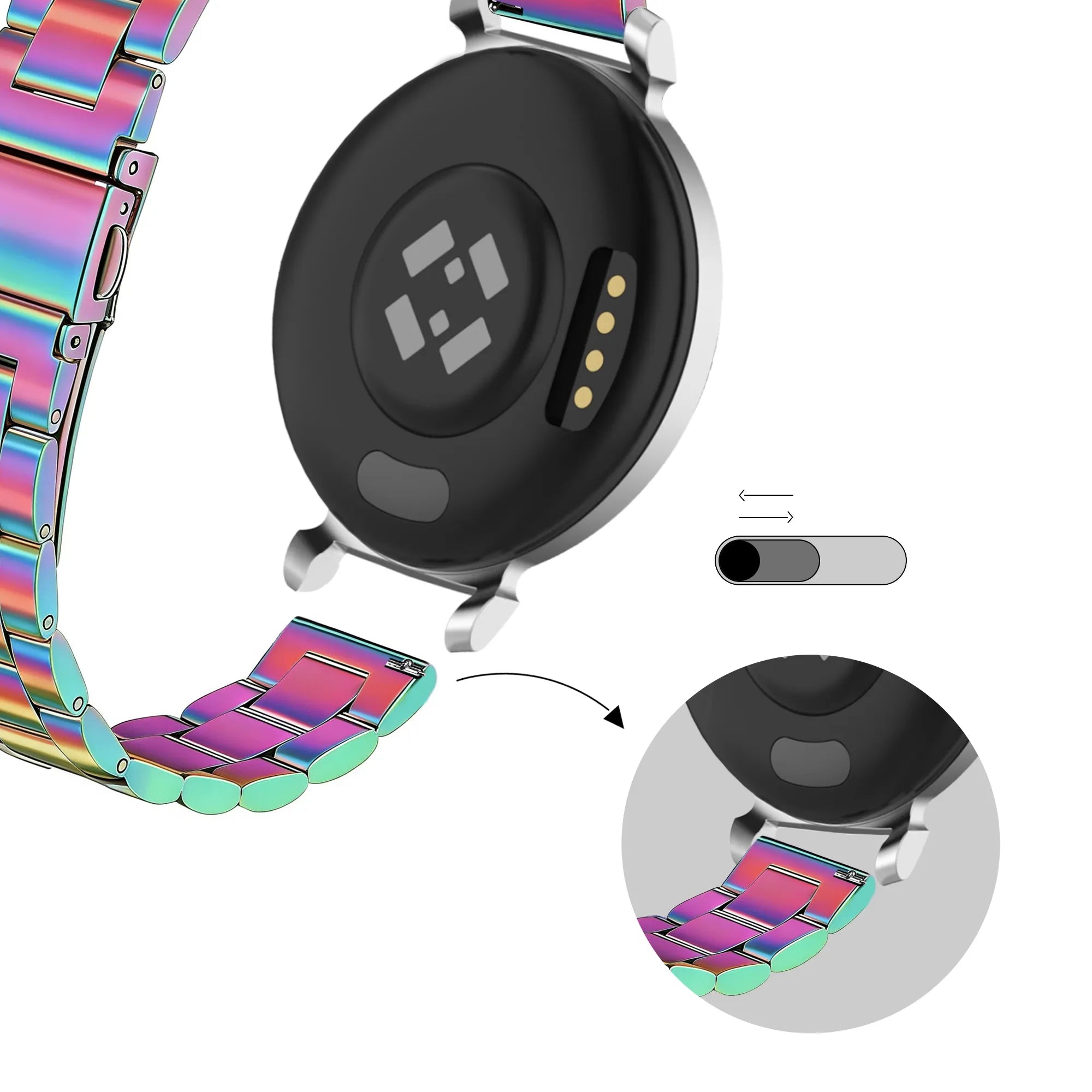 Bandz Bracelet acier 'Classic' Pebble Round 2 - 14mm (arc-en-ciel)