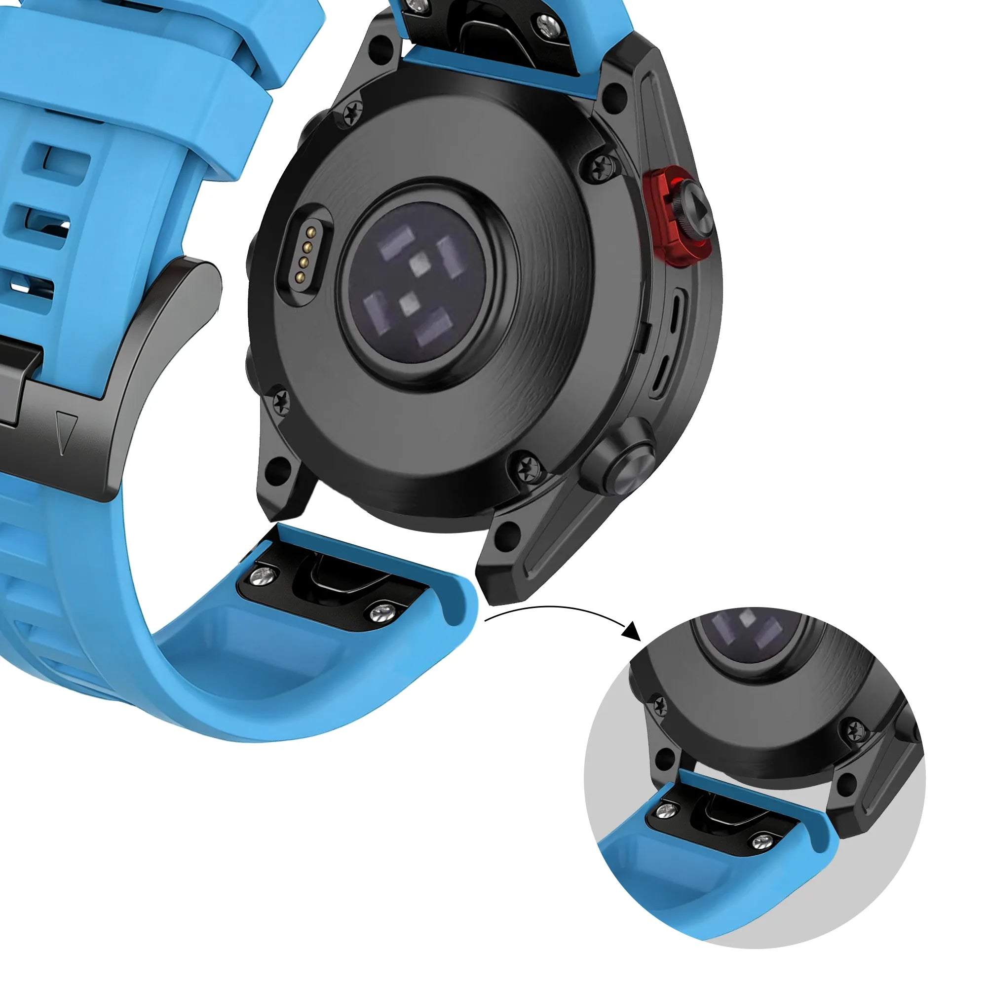 Bandz Garmin Quatix 3 / 6x / 7x Solar Silikonarmband 'Classic' (Sky Blue)