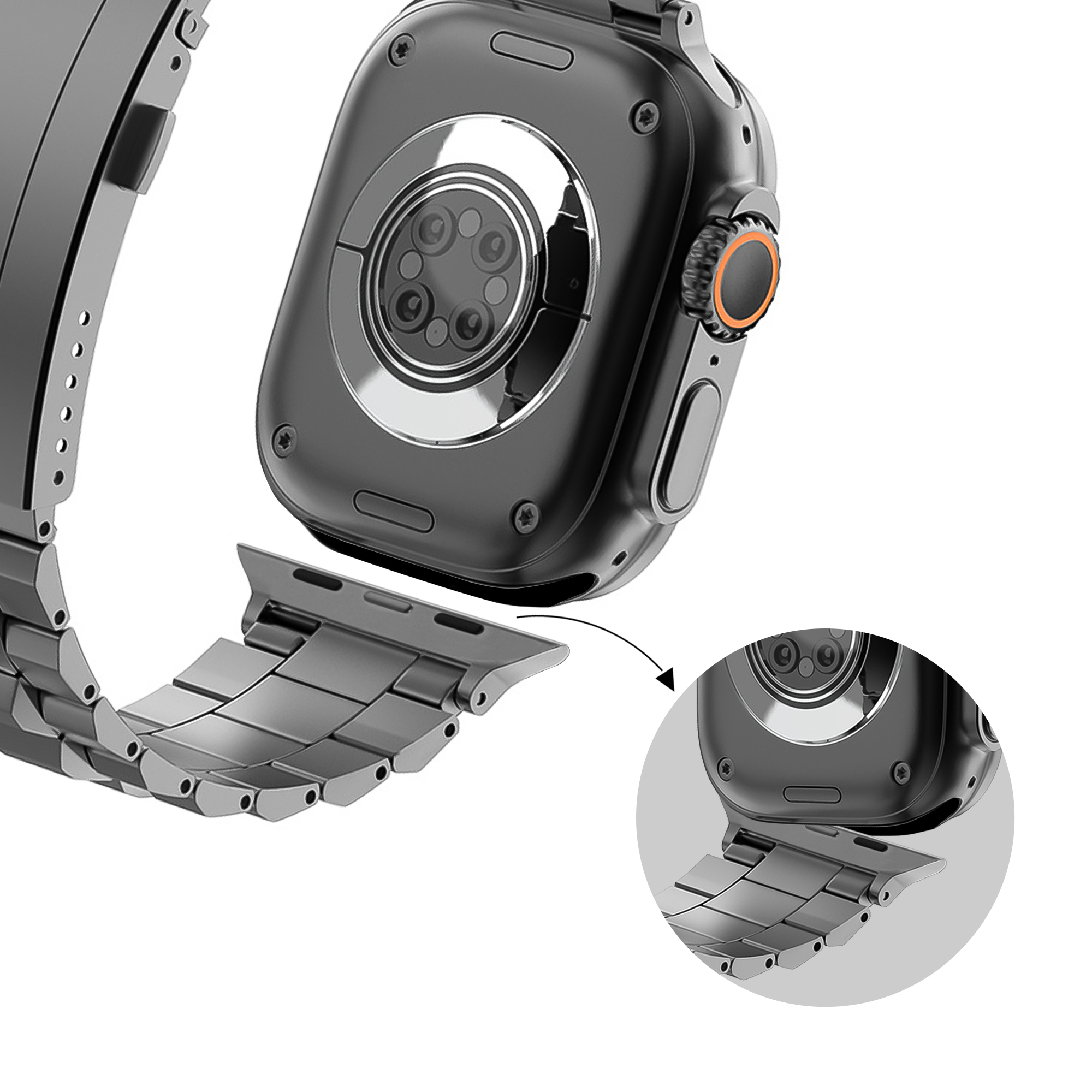 Bandz Apple Watch Ultra Titanarmband 'Deluxe' (Graphit)