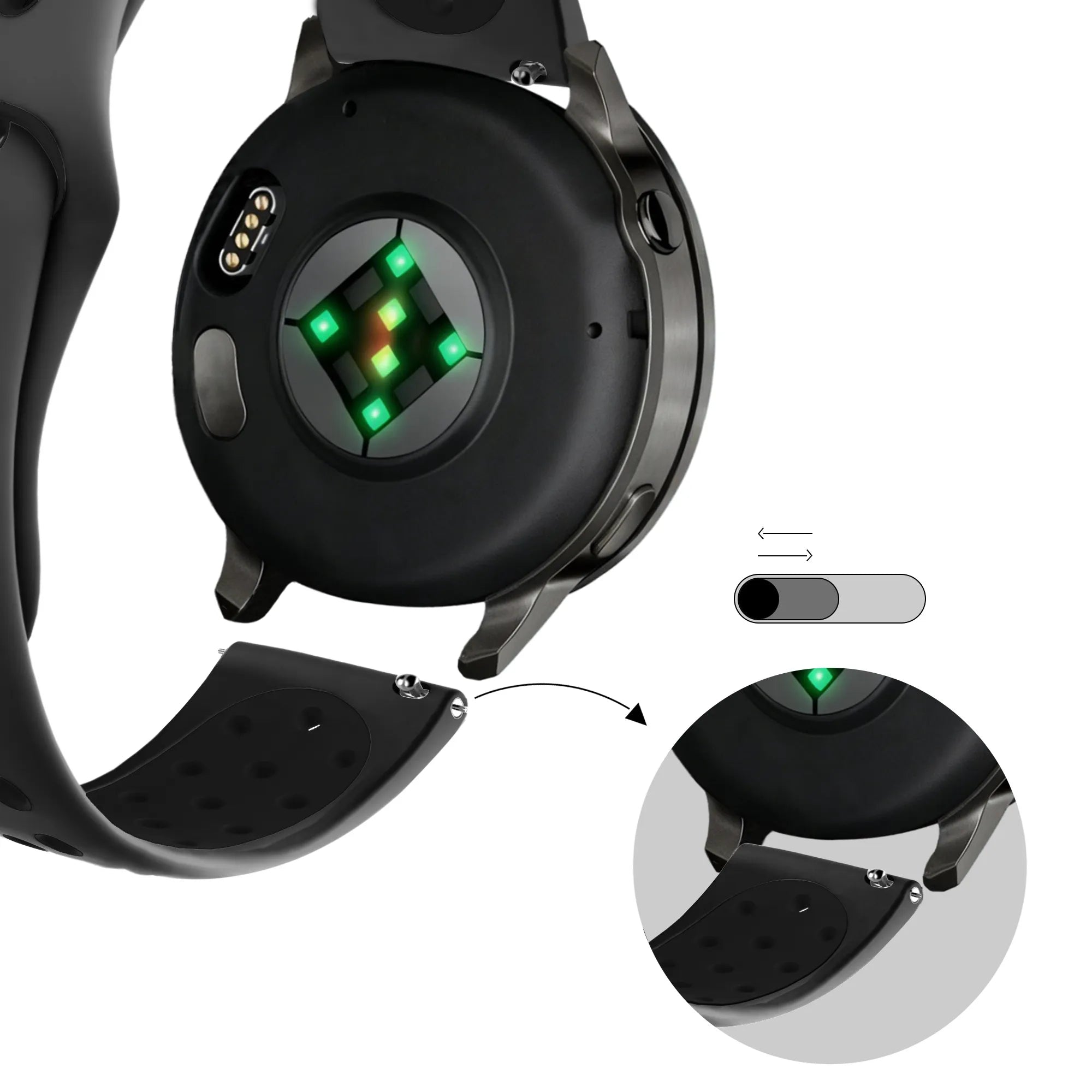 Bandz Garmin Forerunner 255 sport band 'Deluxe' (donkergrijs/zwart)