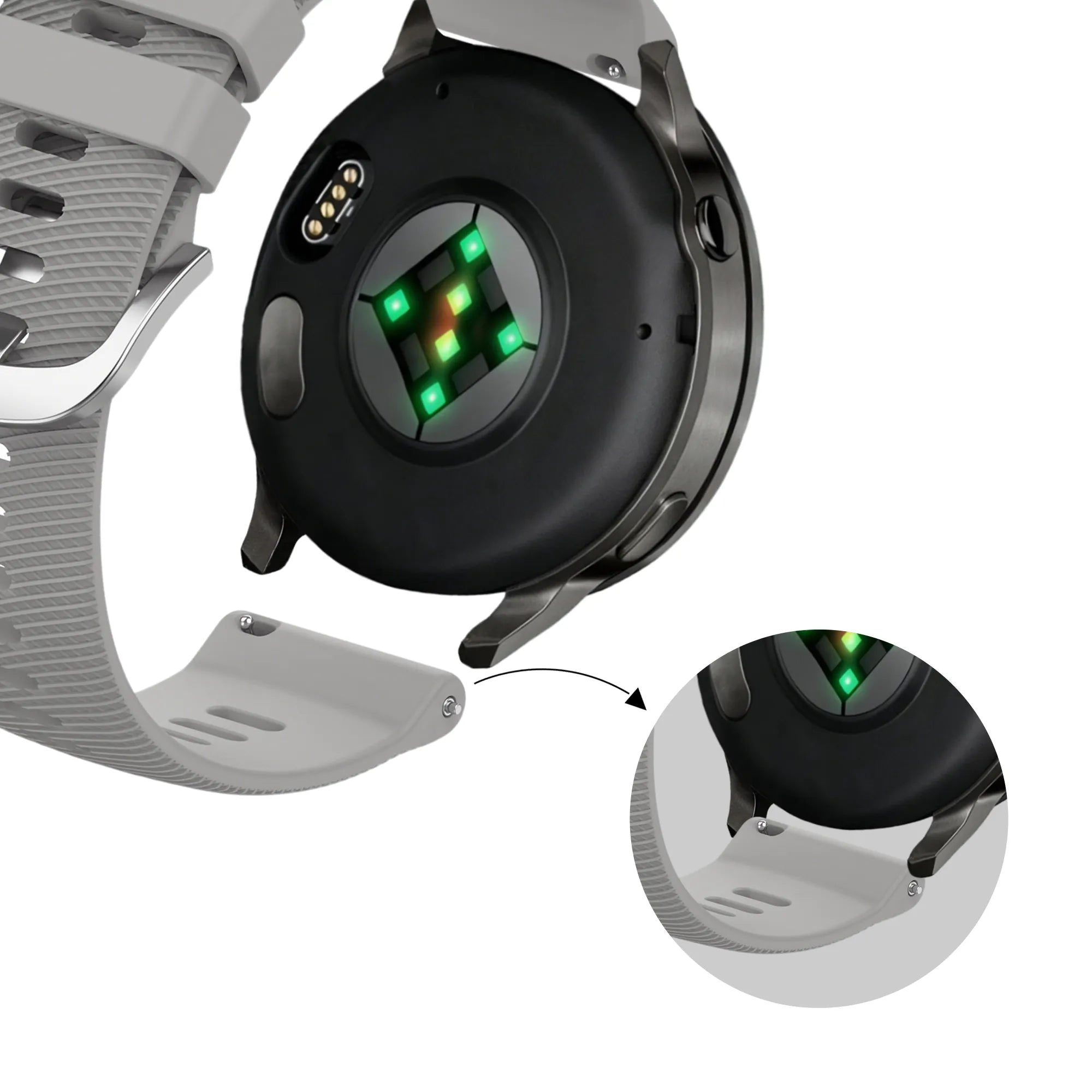 Bandz Garmin Forerunner 255s siliconen band 'Deluxe' (grijs)