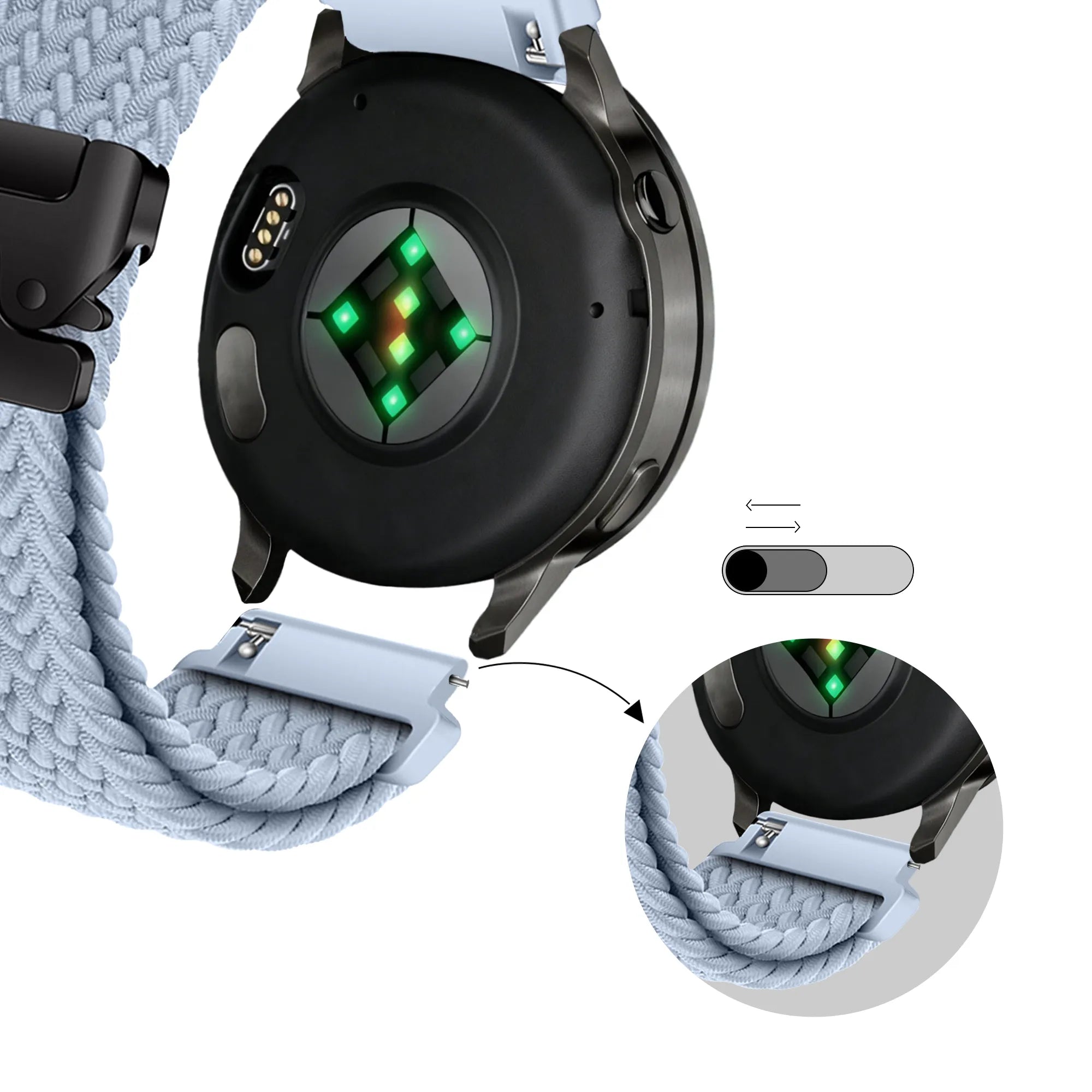 Bandz Bracelet tressé 'Parachute' Garmin Vivoactive 4s (bleu clair)