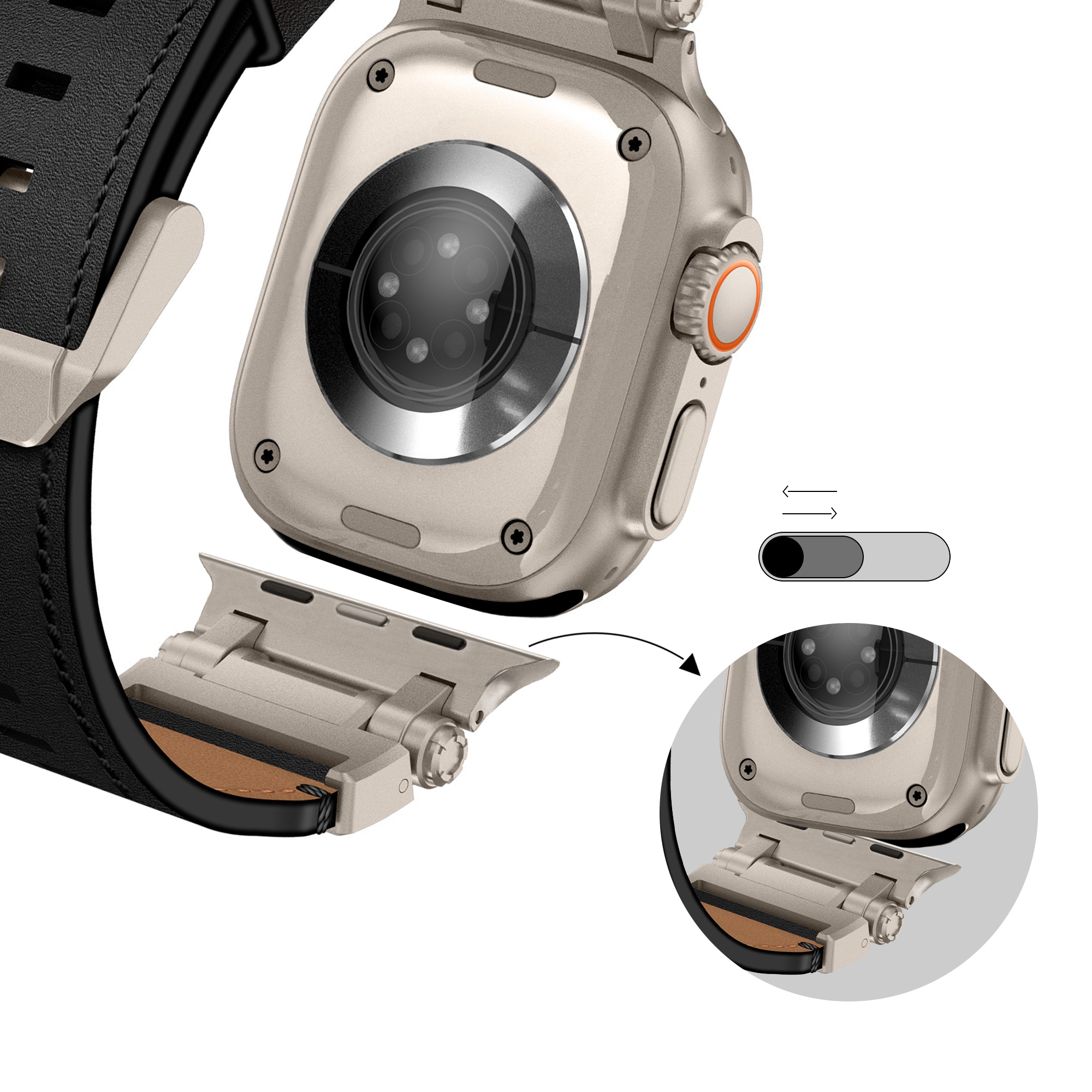 Bandz Bracelet cuir 'Explorer' Apple Watch Ultra (noir)