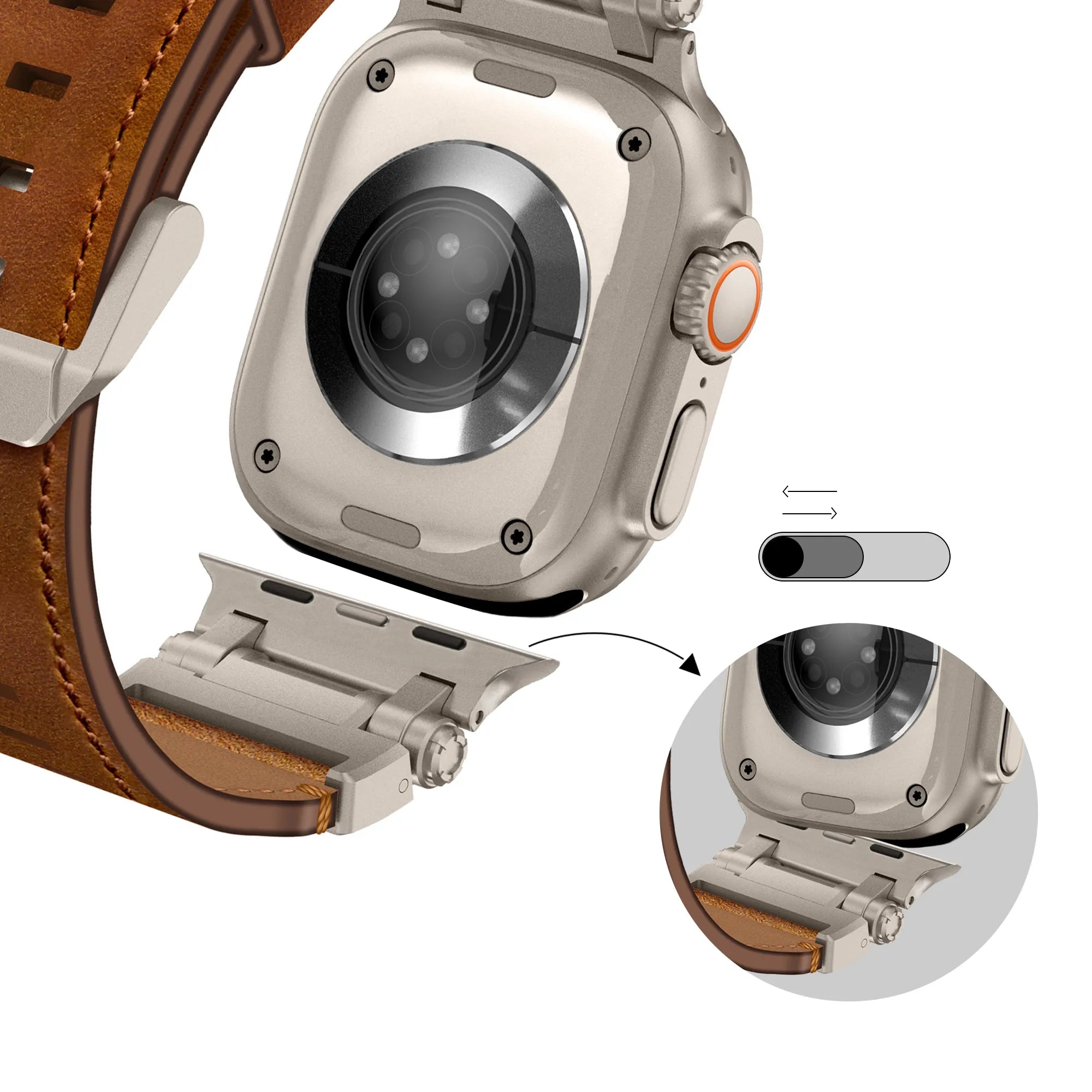Bandz Apple Watch lederen band 'Explorer' (bruin)