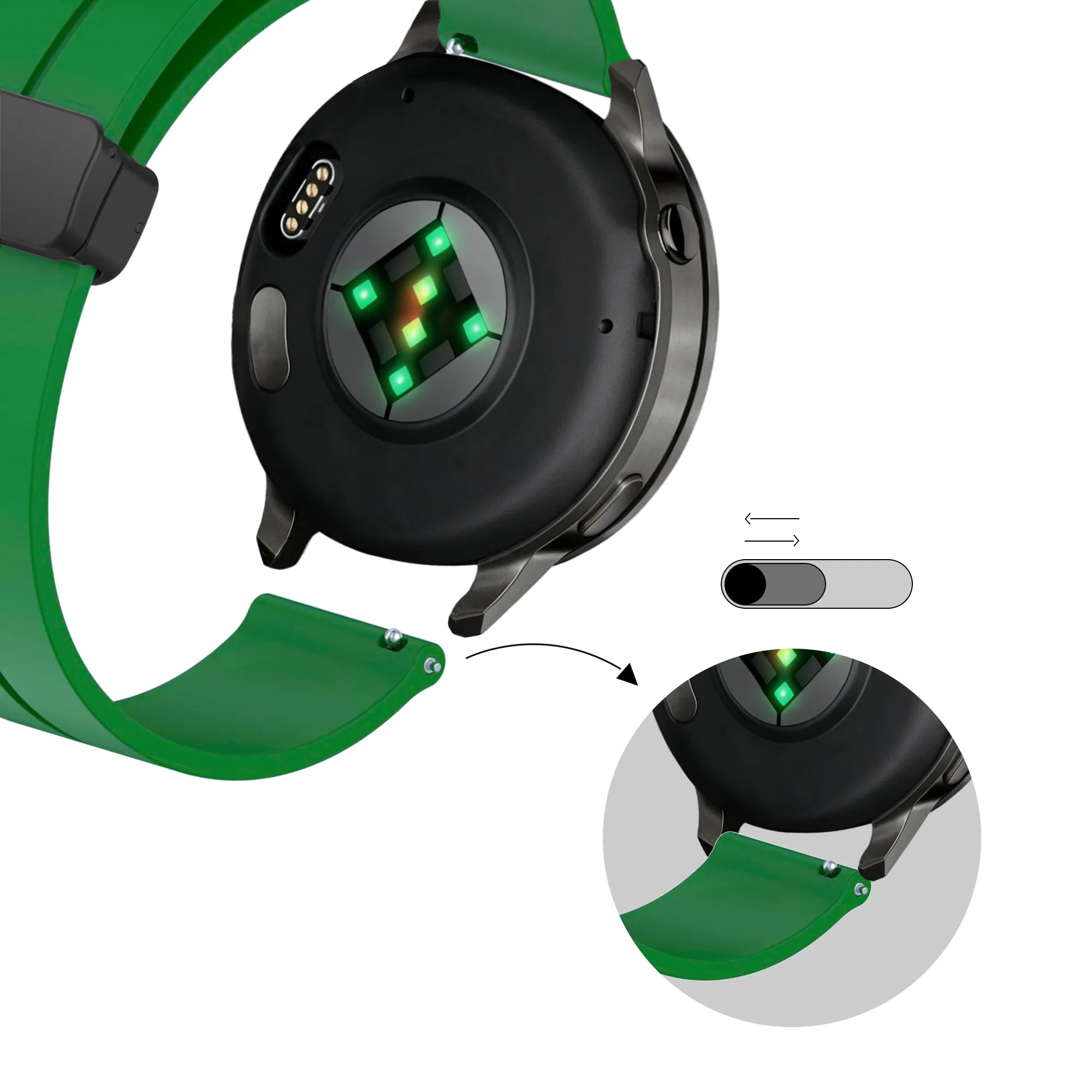 Bandz Garmin Forerunner 255 siliconen band met D-buckle (groen)