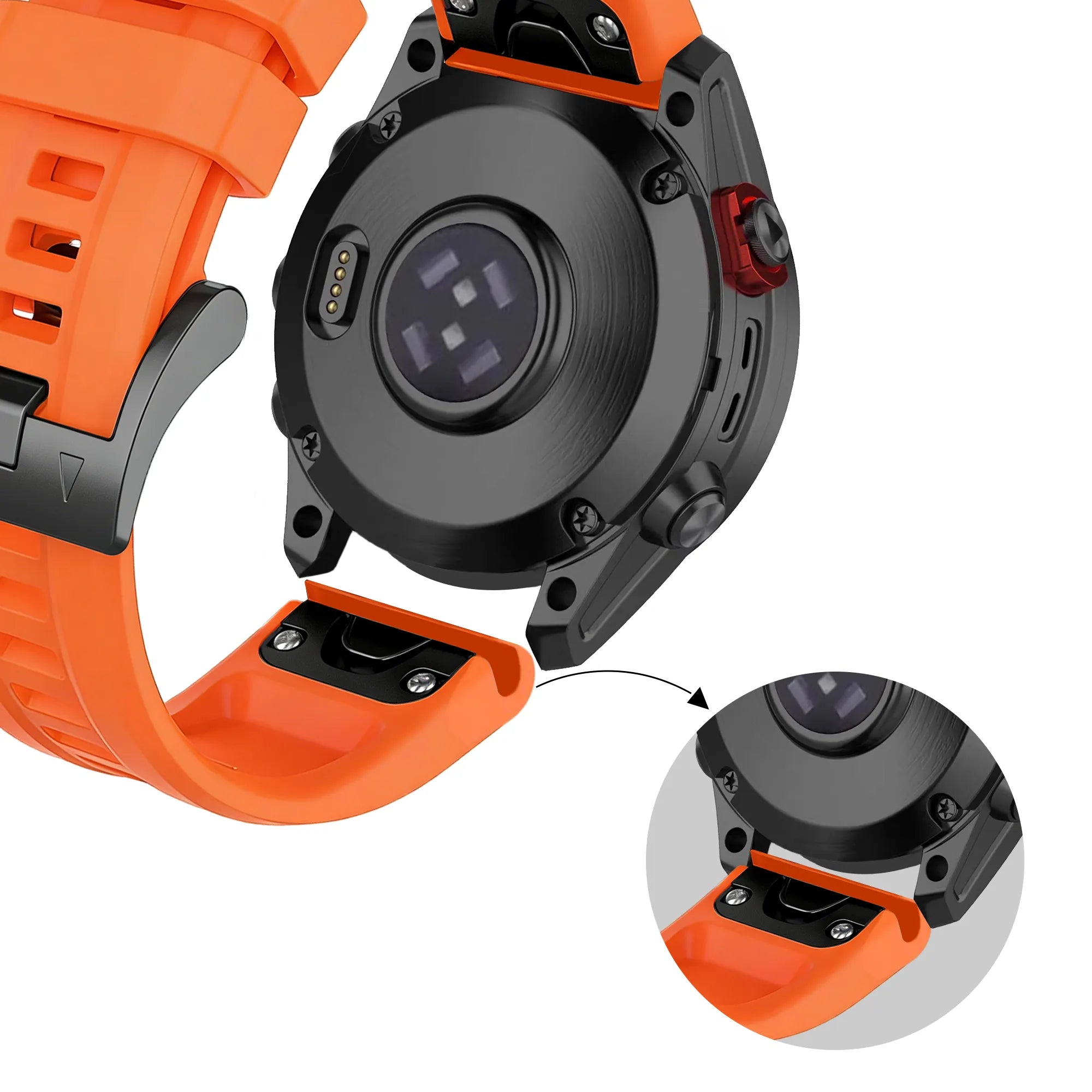 Bandz Garmin Fenix 7s Silicone Strap 'Classic' (Orange)