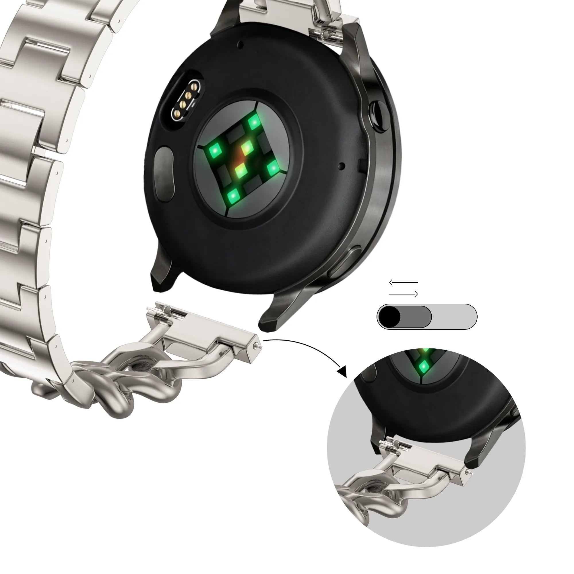 Bandz Garmin Vivomove Trend metalen band 'Chains' (sterrenlicht)