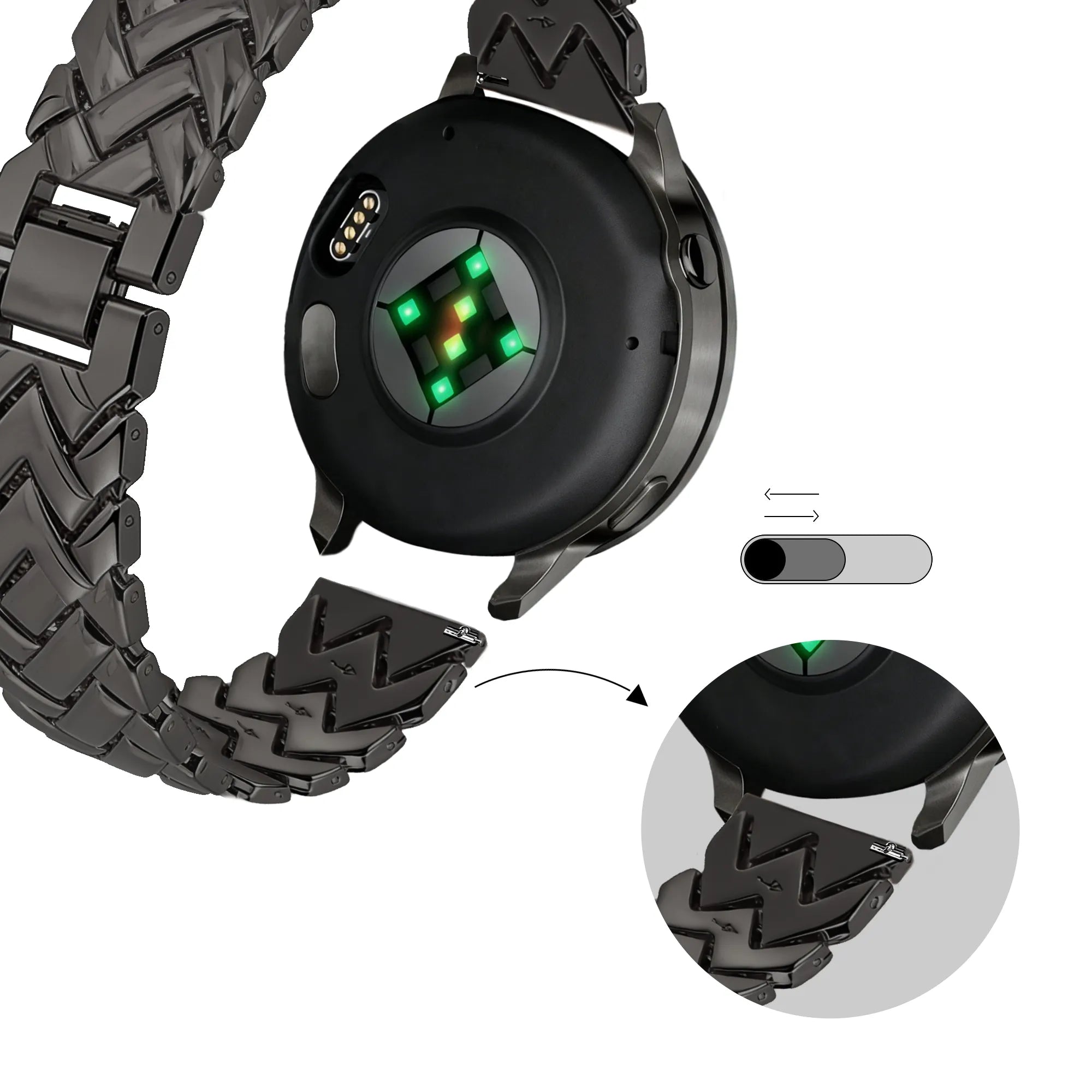 Bandz Oppo Watch X2 Mini metalen band 'V-type' (zwart)