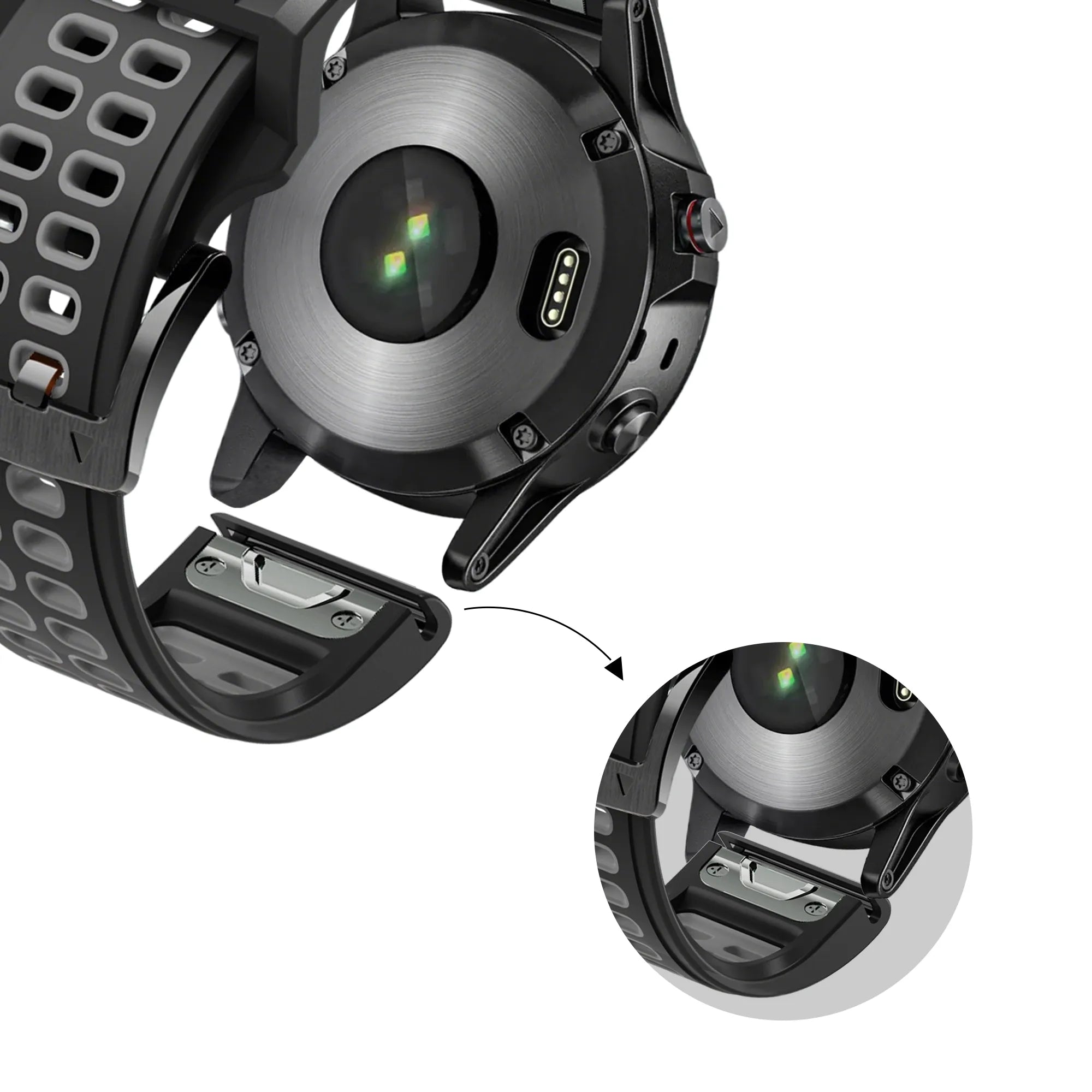 Bandz Garmin Fenix E Schnalle Sportarmband (Schwarz/Grau)