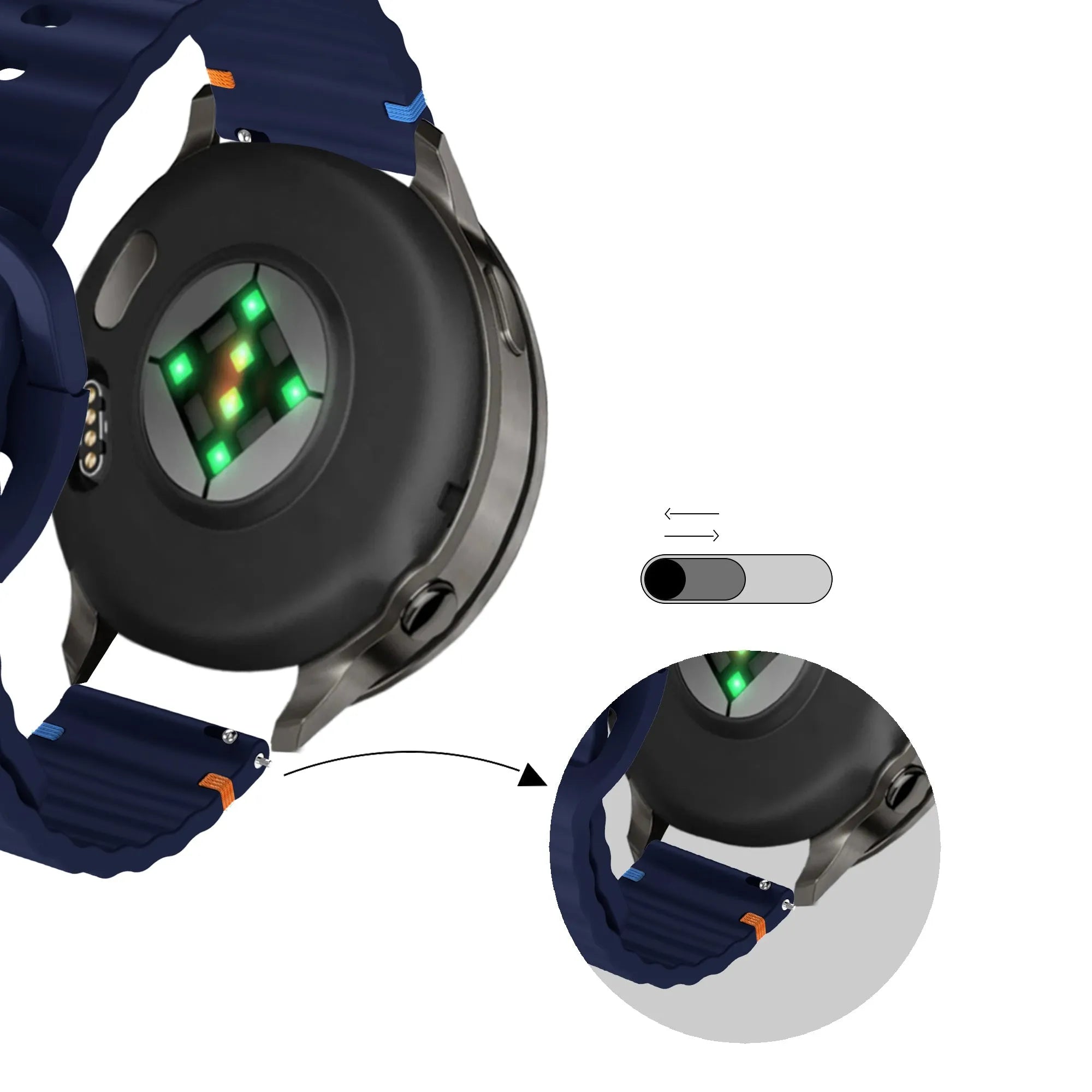 Bandz Garmin Forerunner 265s siliconen band 'Wave' (donkerblauw)