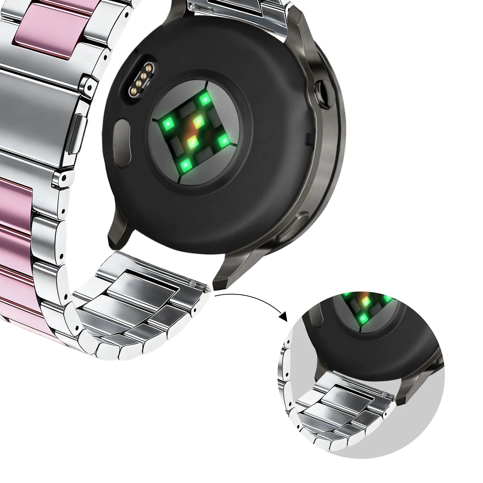 Bandz Correa acero 'Classic' Garmin Vivomove Style (plateado/rosa)
