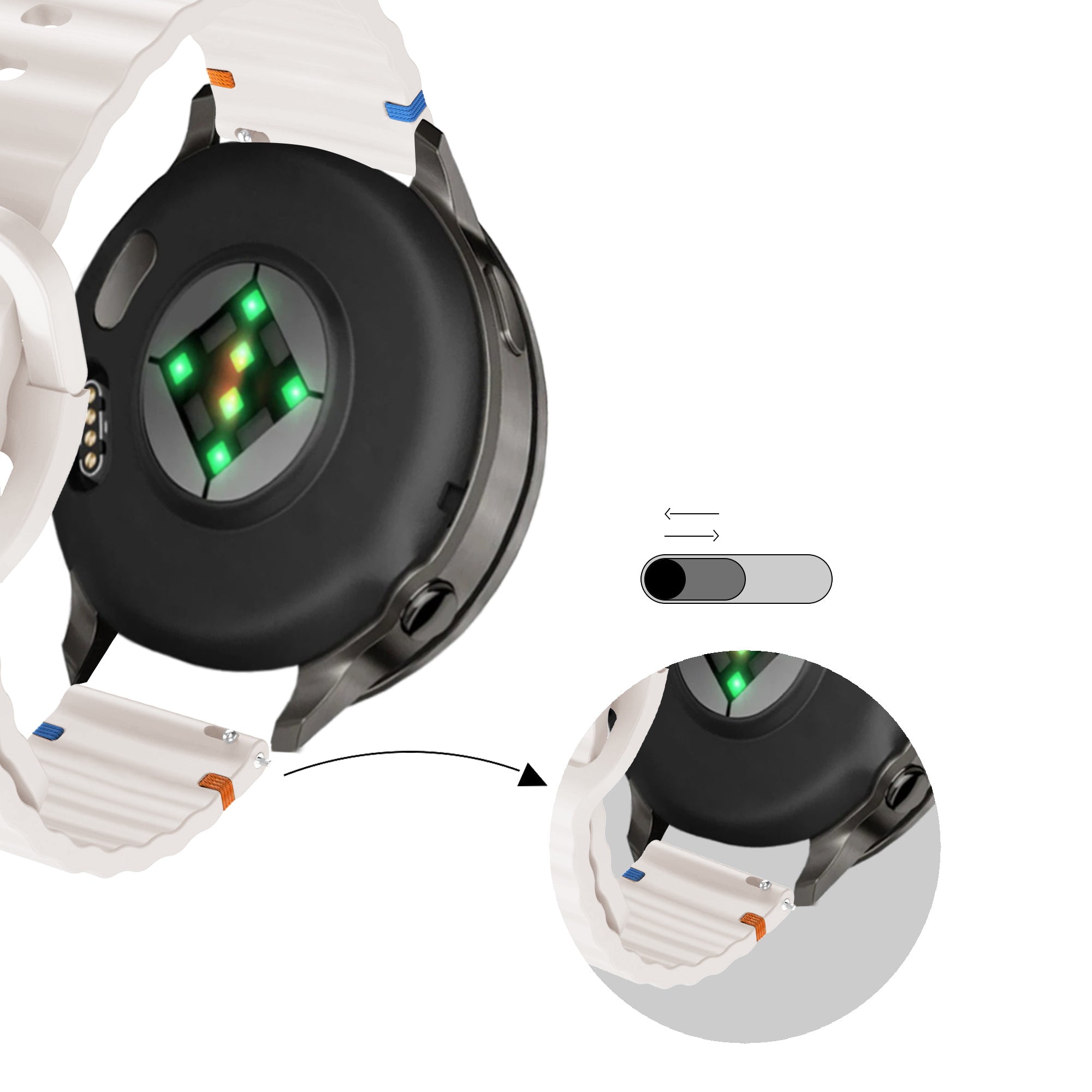 Bandz Garmin Forerunner 165 siliconen band 'Wave' (sterrenlicht)