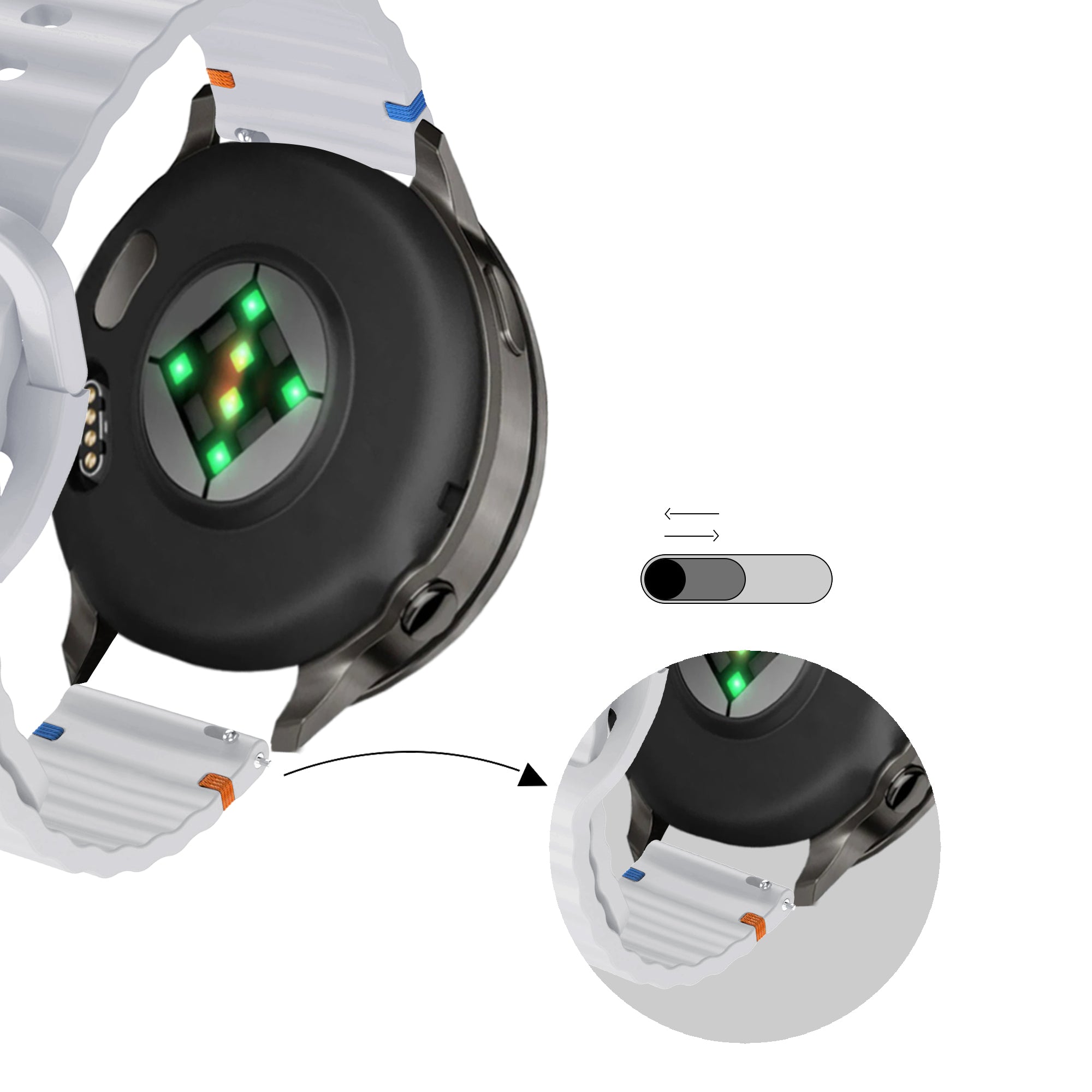 Bandz Garmin Approach S44 siliconen band 'Wave' (lichtgrijs)