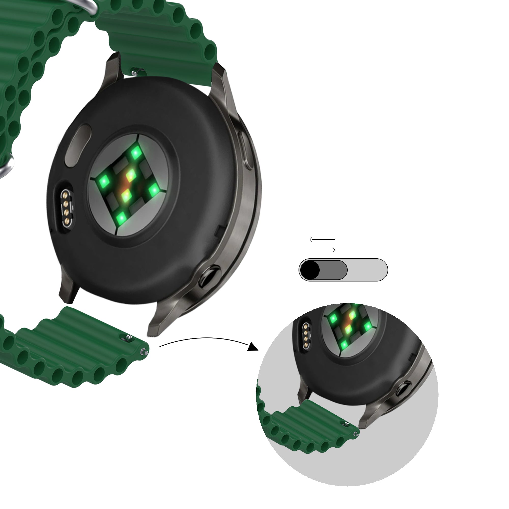Bandz Garmin Forerunner 255 ocean bandje 'Classic' (groen)