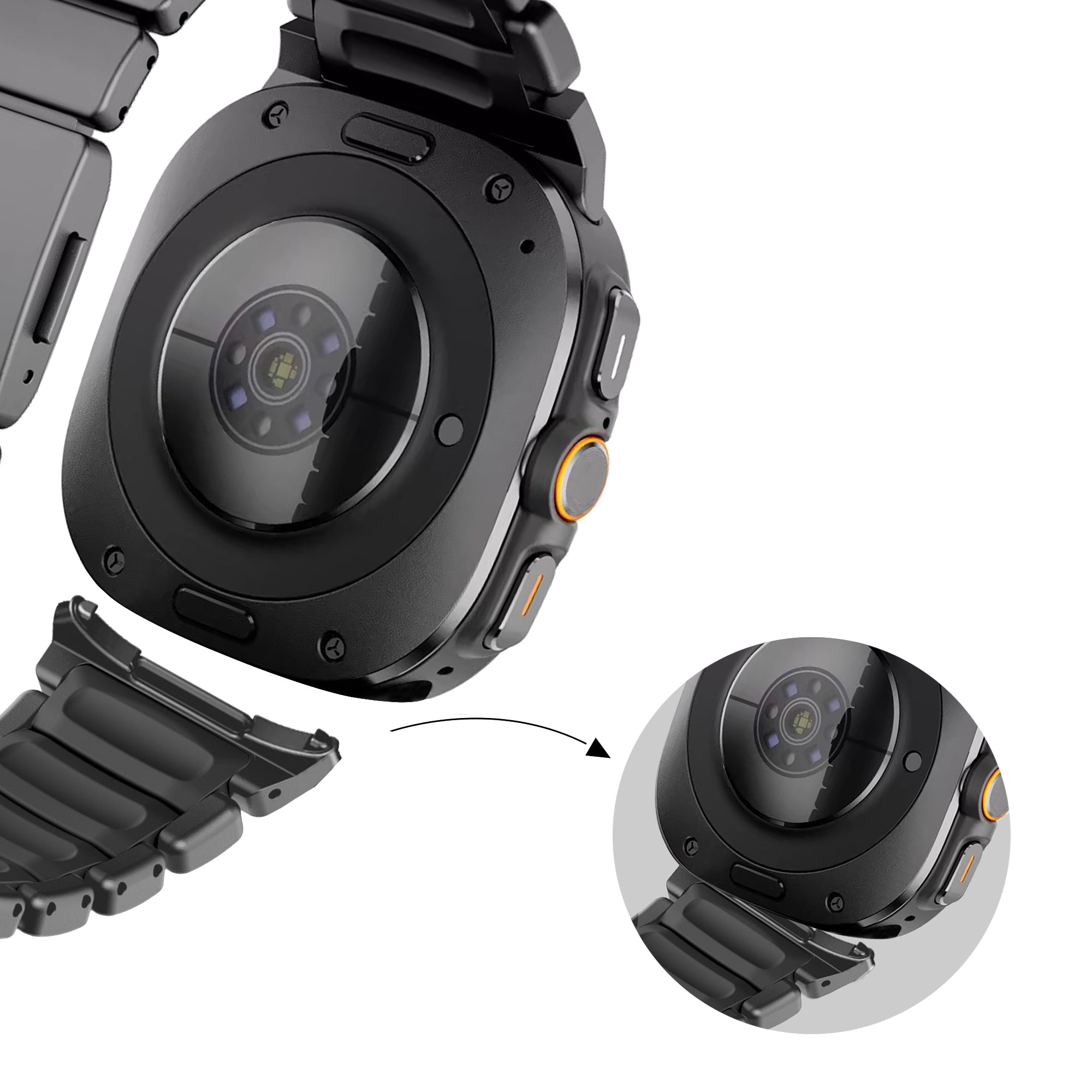 Bandz Samsung Galaxy Watch Ultra 2 Titanium Strap 'Hybrid' (Black)