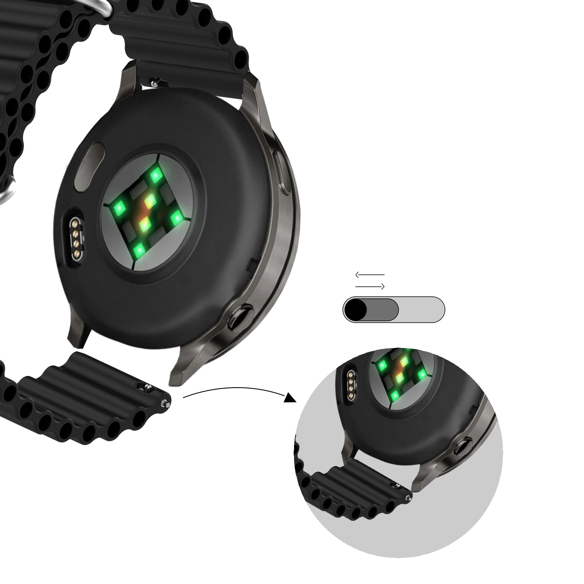 Bandz Garmin Forerunner 255 ocean bandje 'Classic' (zwart)