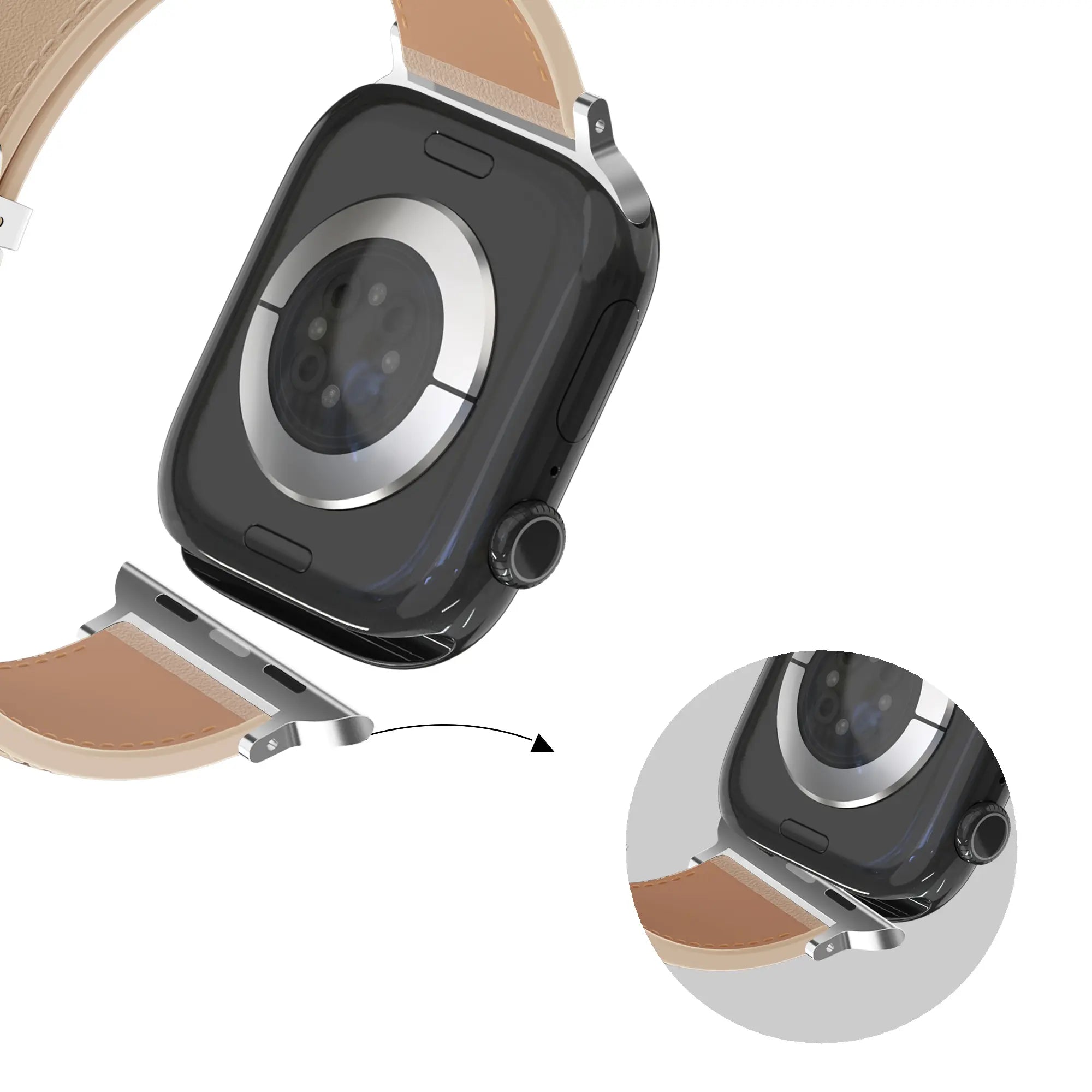 Bandz Apple Watch Lederen band 'D-Type' (beige)