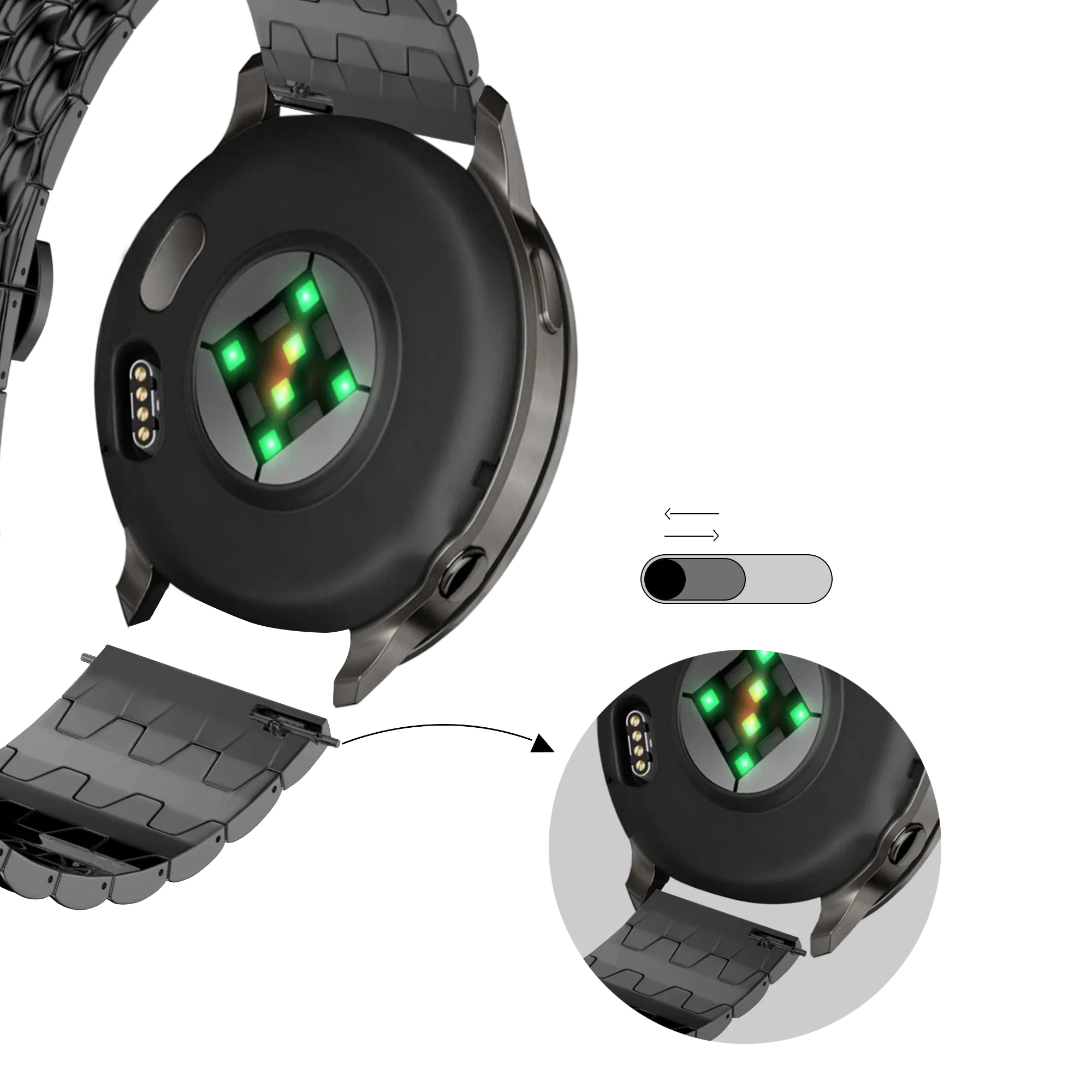 Bandz Garmin Forerunner 170 Steel Strap 'Dragon' (Black)