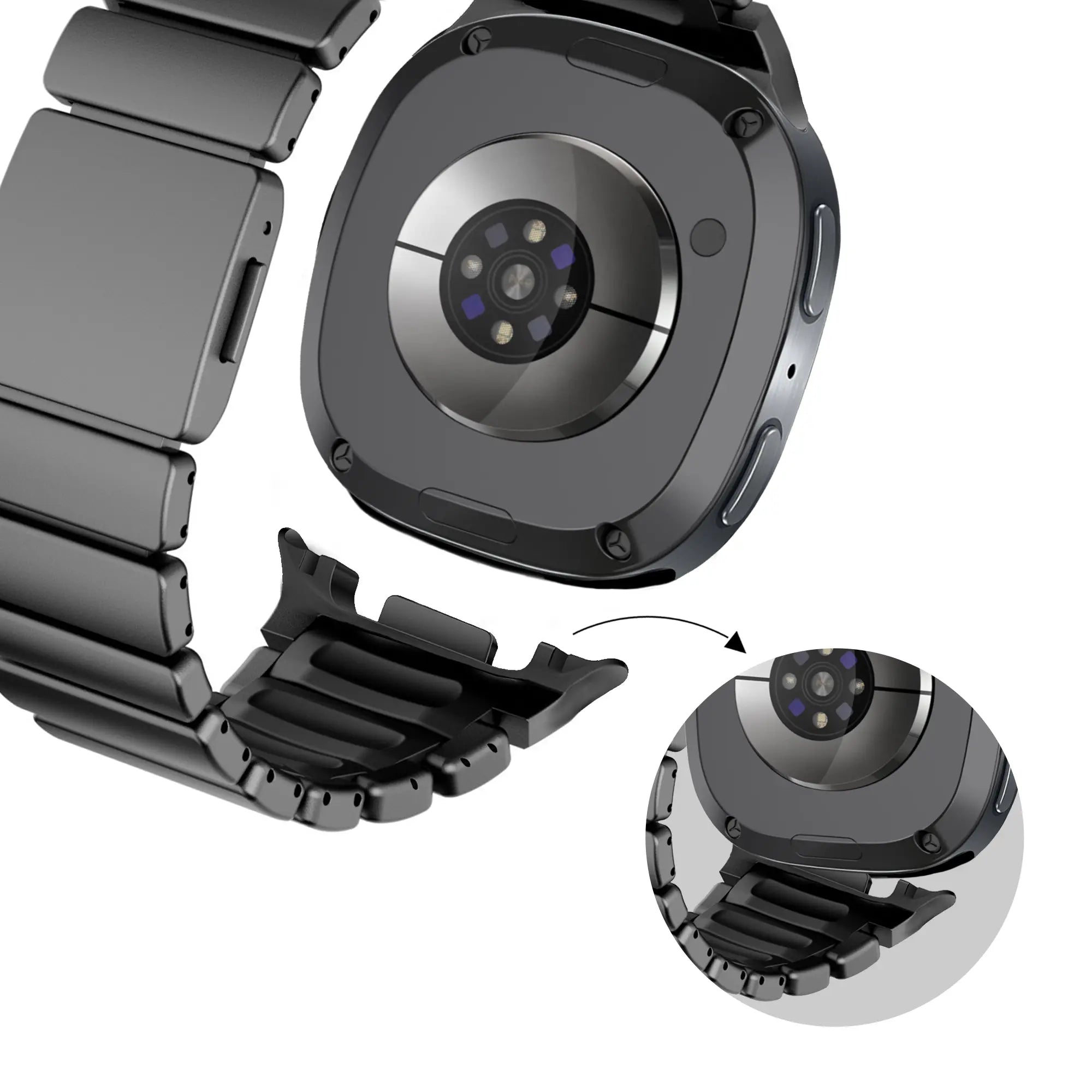 Bandz Samsung Galaxy Watch 9 - 40mm Titanarmband 'Hybrid' (Schwarz)