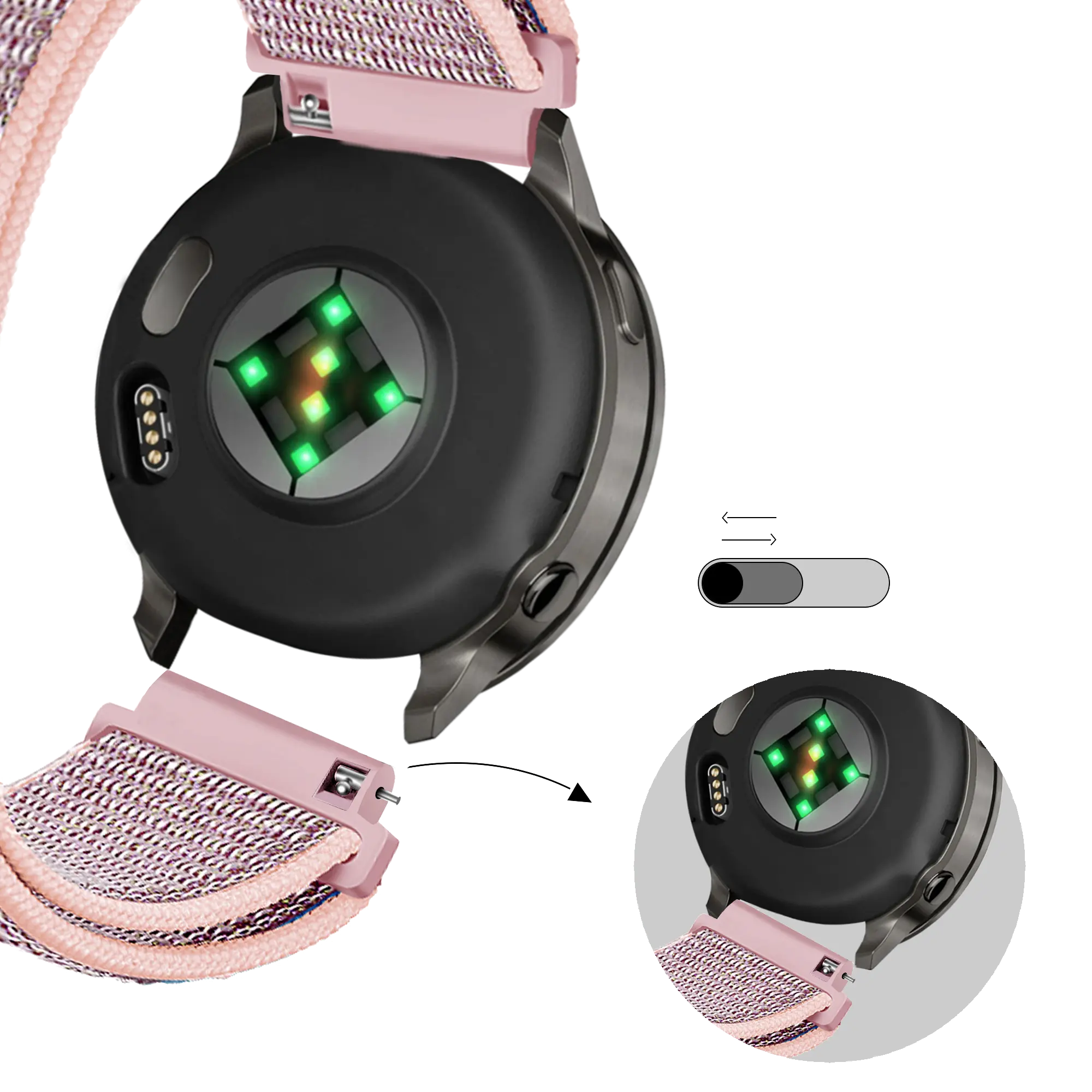Bandz Bracelet nylon à boucle Garmin Forerunner 265s (rose sable)