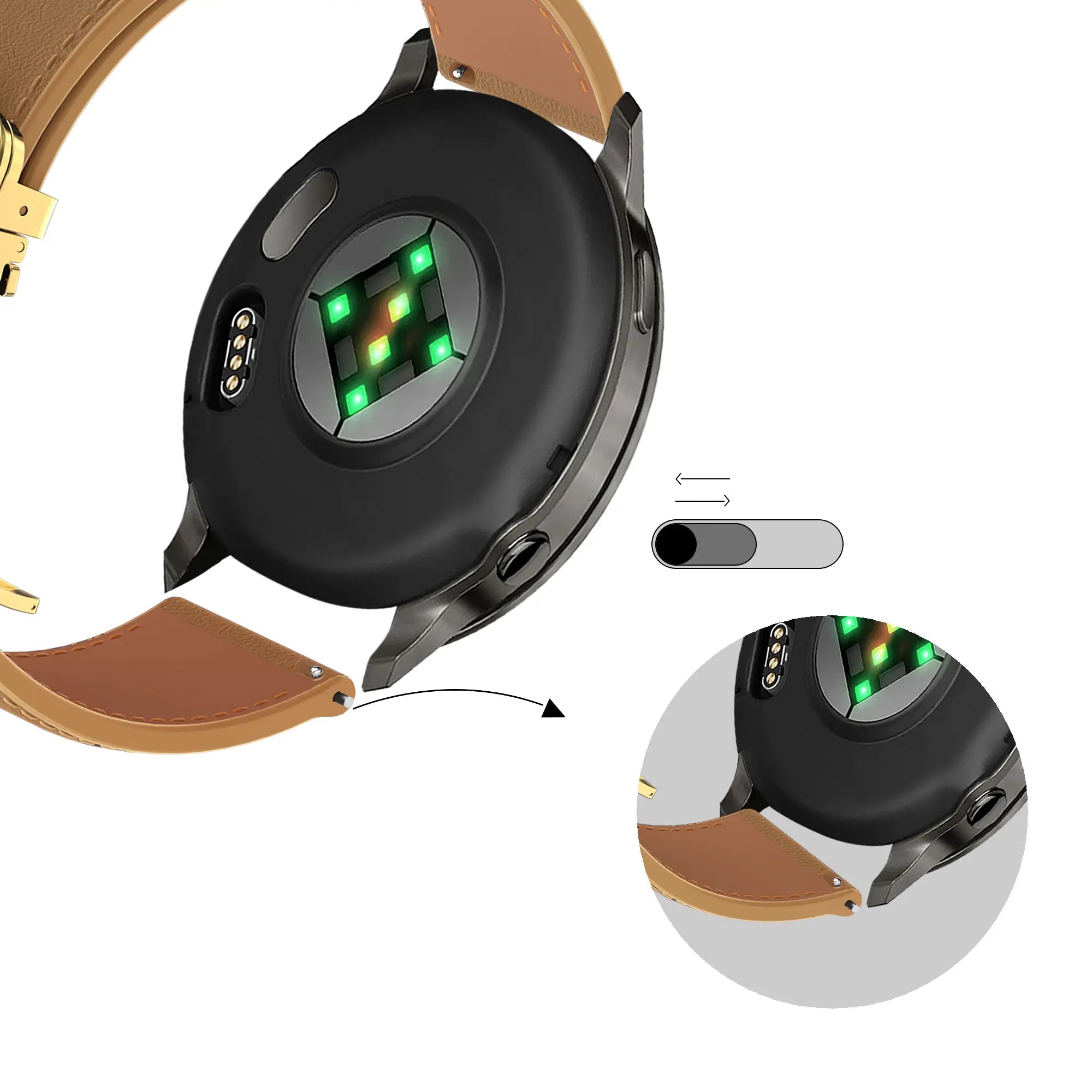 Bandz Garmin Vivoactive 6 Lederarmband 'D-Type' (Milk Tea)