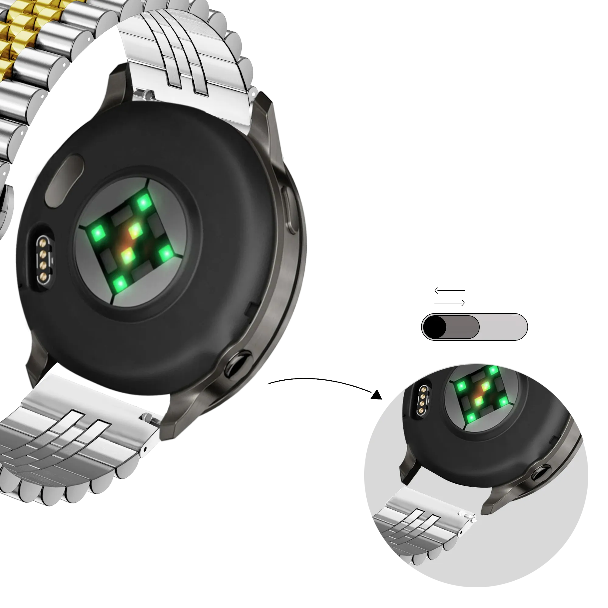 Bandz Garmin Venu 4 - 41mm stalen band 'Jubilee' (zilver/goud)