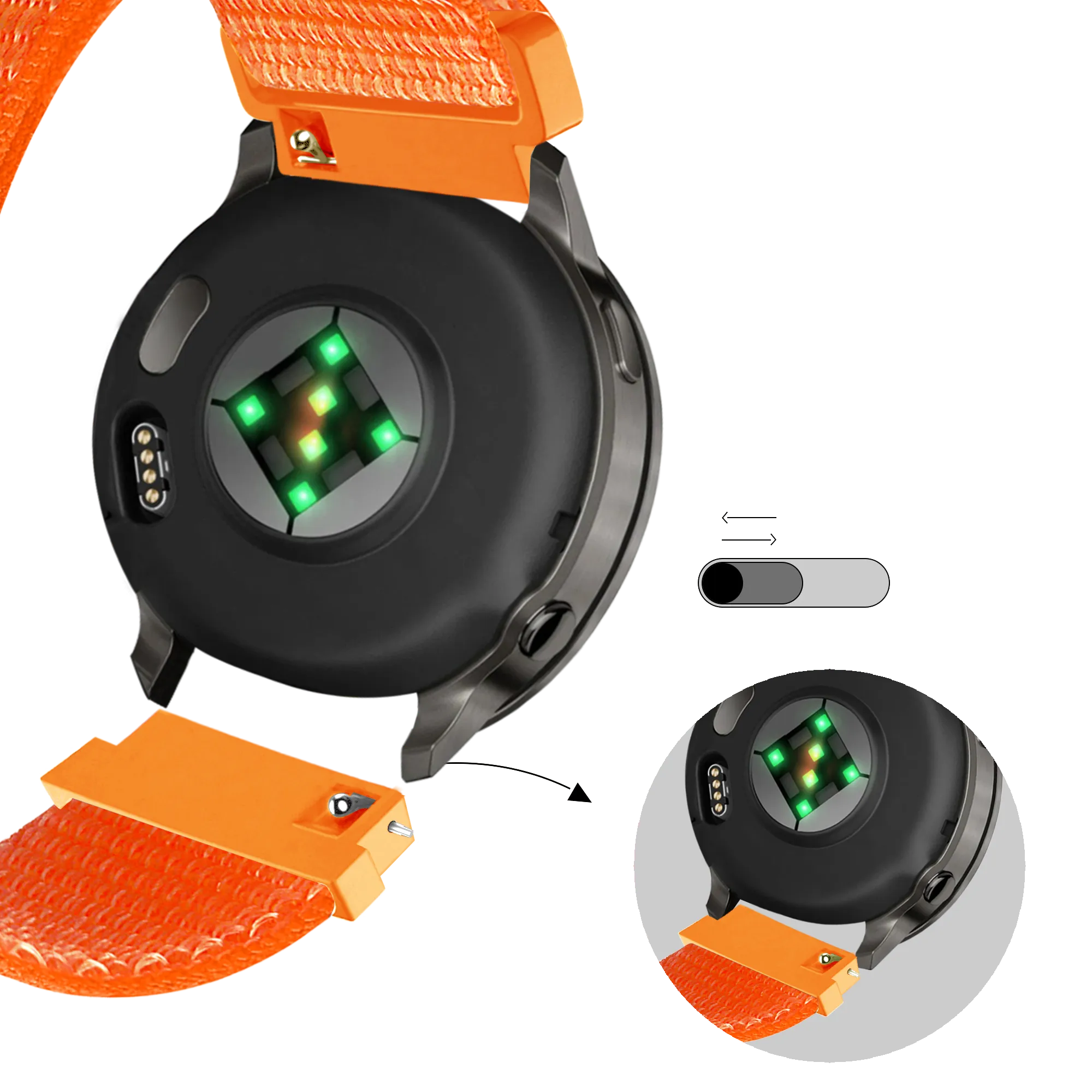Bandz Garmin Forerunner 170 Nylon Loop Strap (Orange)